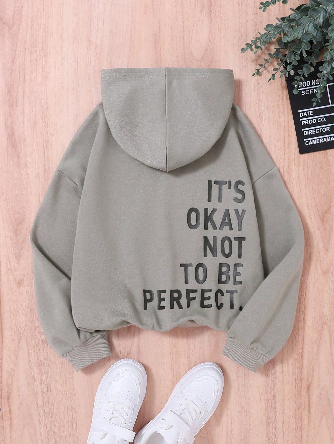 Tween Girl Slogan Graphic Drop Shoulder Hoodie