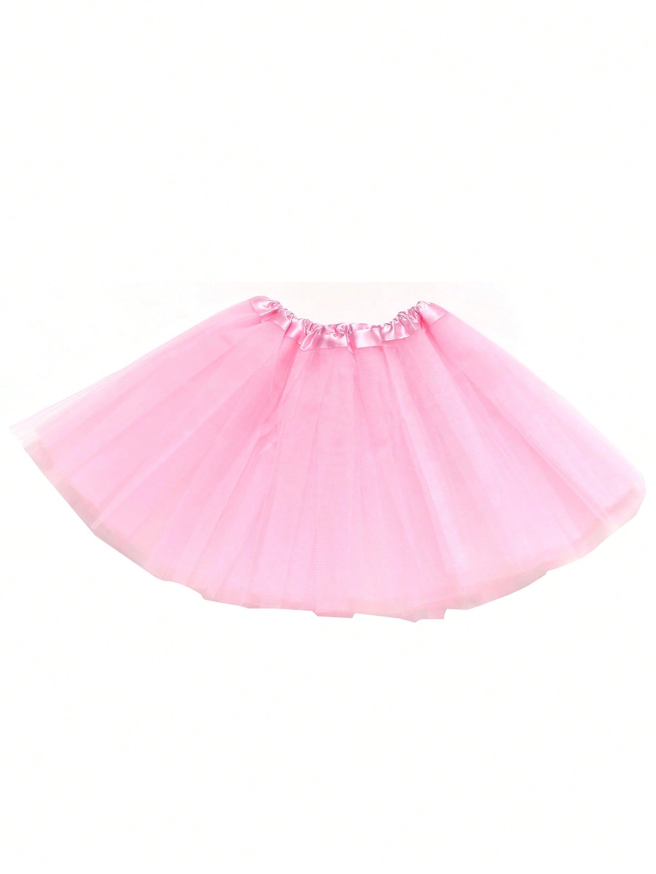 Young Girl Solid Color Tutu Skirt With Mesh Fabric, Suitable For Casual And Stage Performance