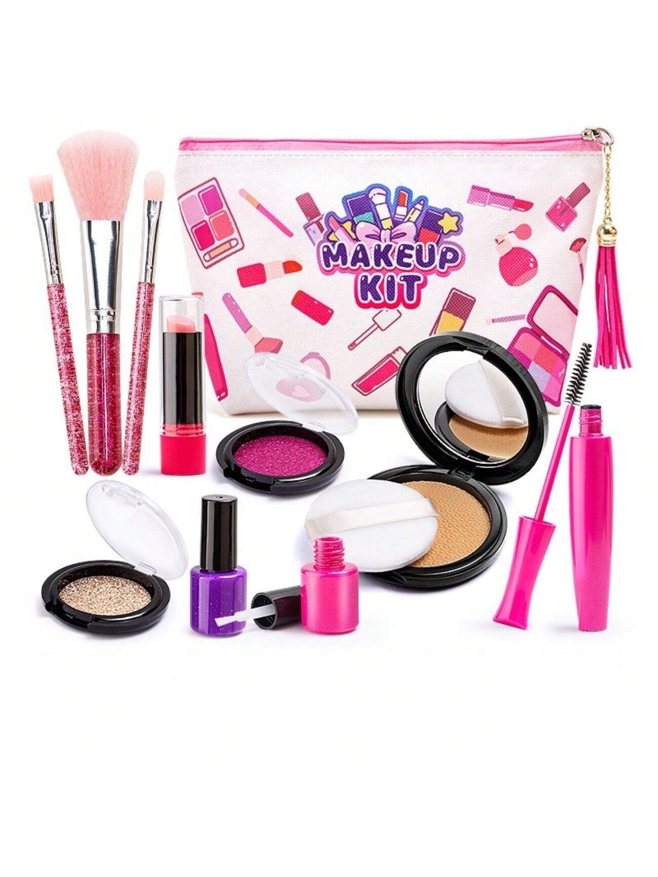 (All Accessories Are Free Of Paint And Powder) Kids Pretend Makeup Kit For Toddlers, Kids Play Makeup Kit For Girls, Kids Makeup Safe And  Suitable For 3-12 Years Old Birthday Gift