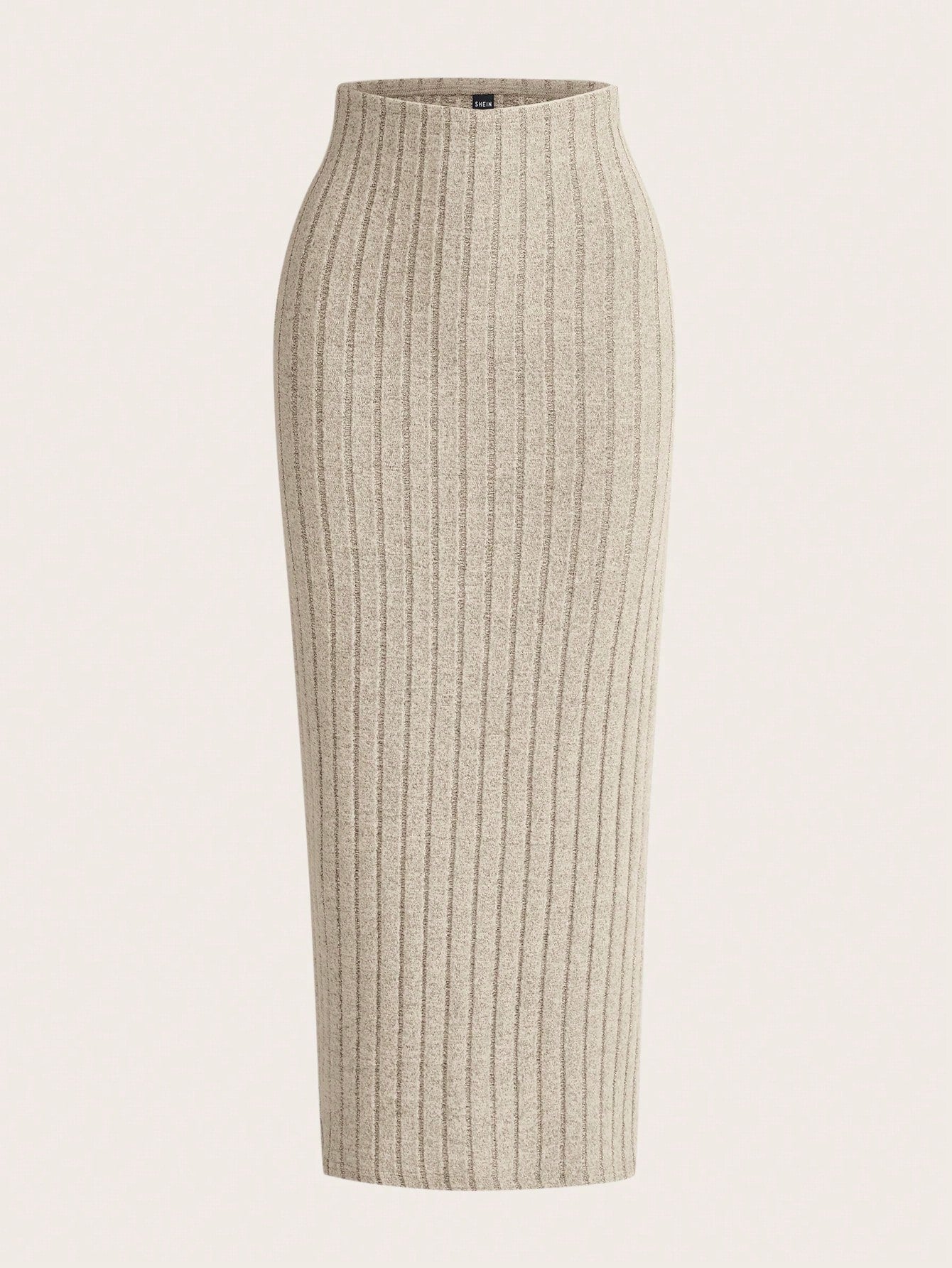 Solid Ribbed Knit Pencil Skirt