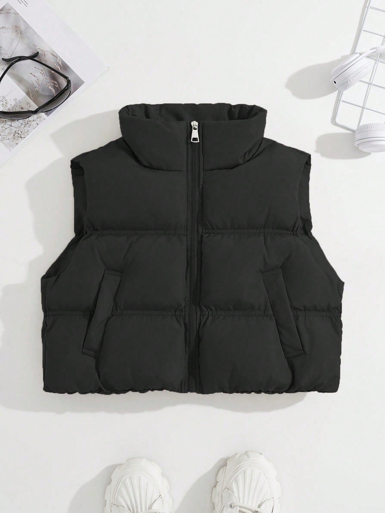 Zipper Front Vest Padded Jacket