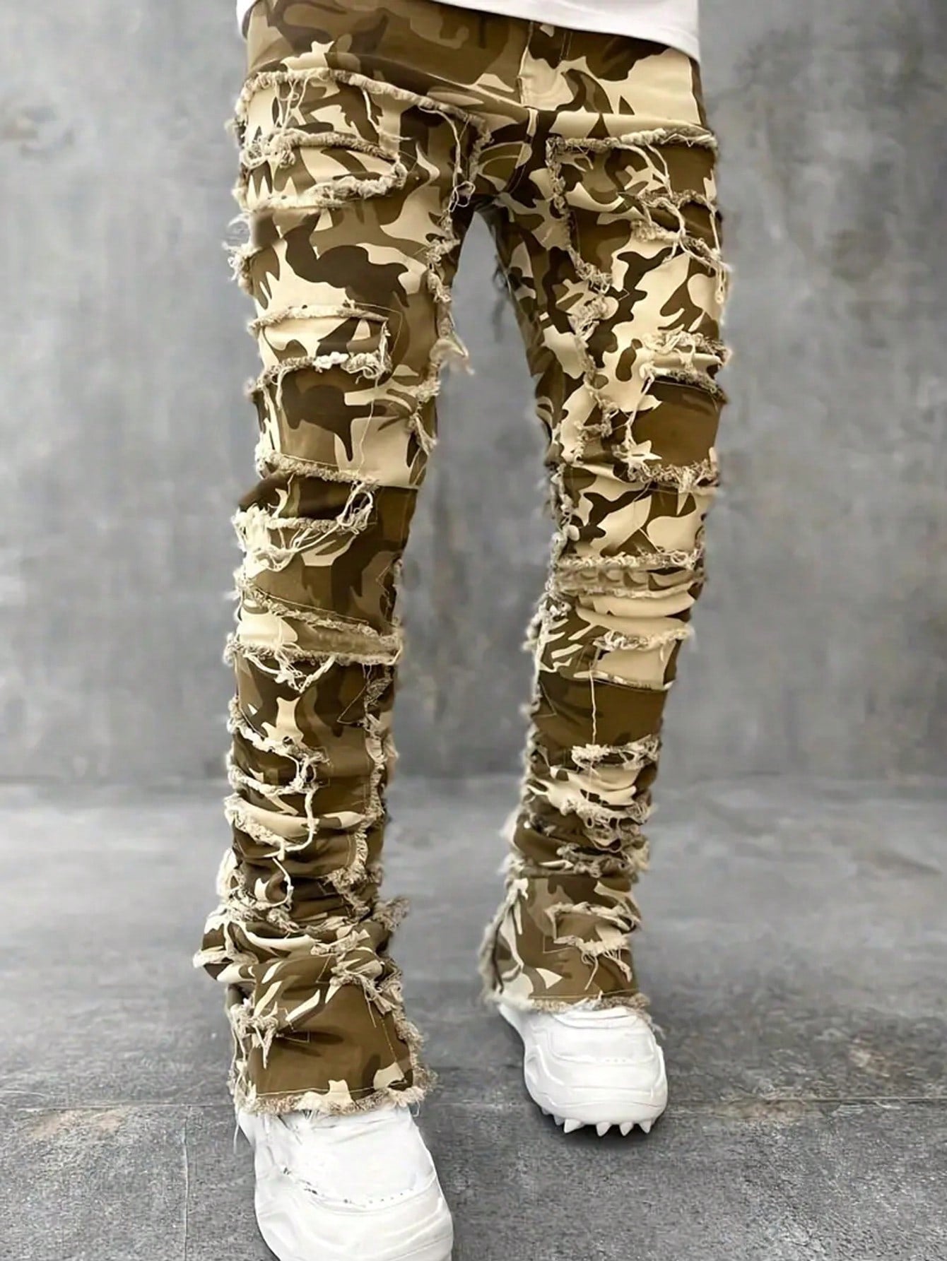 Teen Boy Camo Print Ripped Jeans