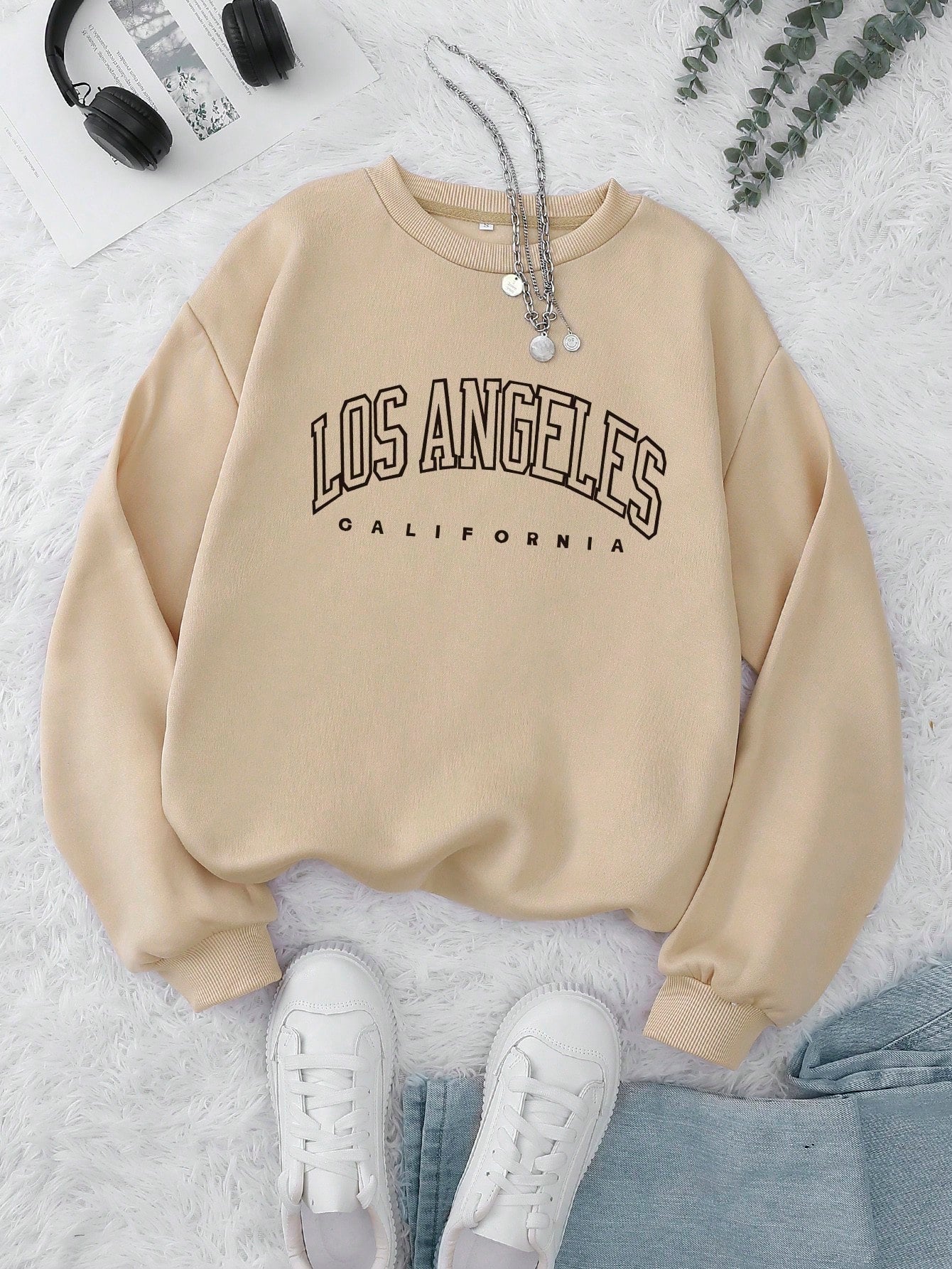 Letter Graphic Thermal Lined Sweatshirt