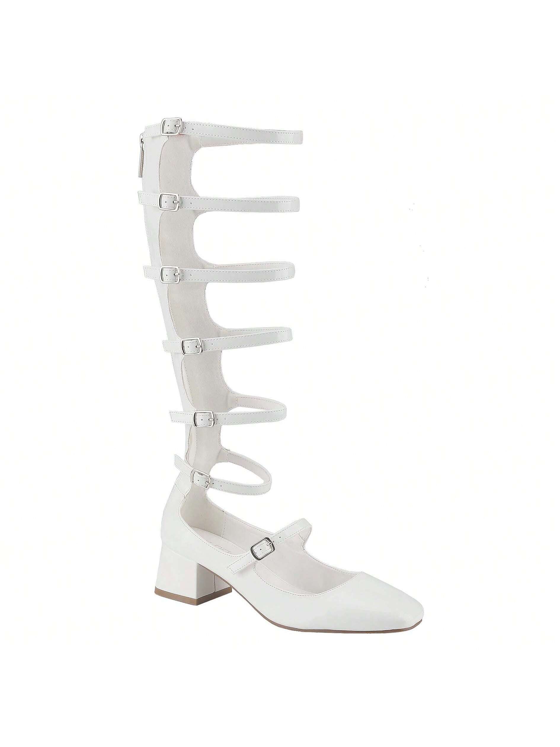 BELOVELY【Rome-1】Women Fringe & Hollow Out Design Fashion Boots, Vacation Square Open Toe Gladiator Sandal Boots For Summer