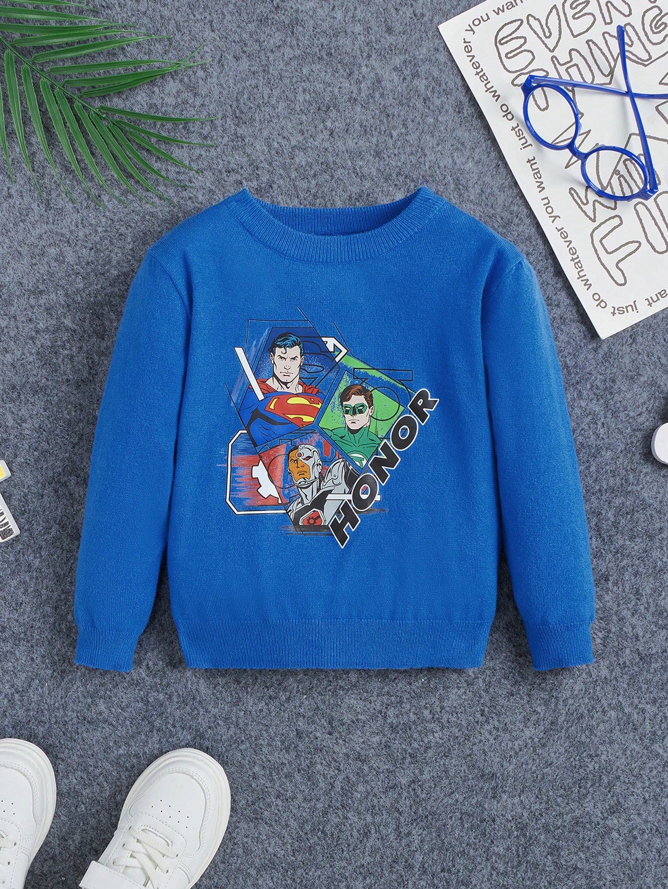 JUSTICE LEAGUE X Young Boy Letter & Figure Graphic Sweater