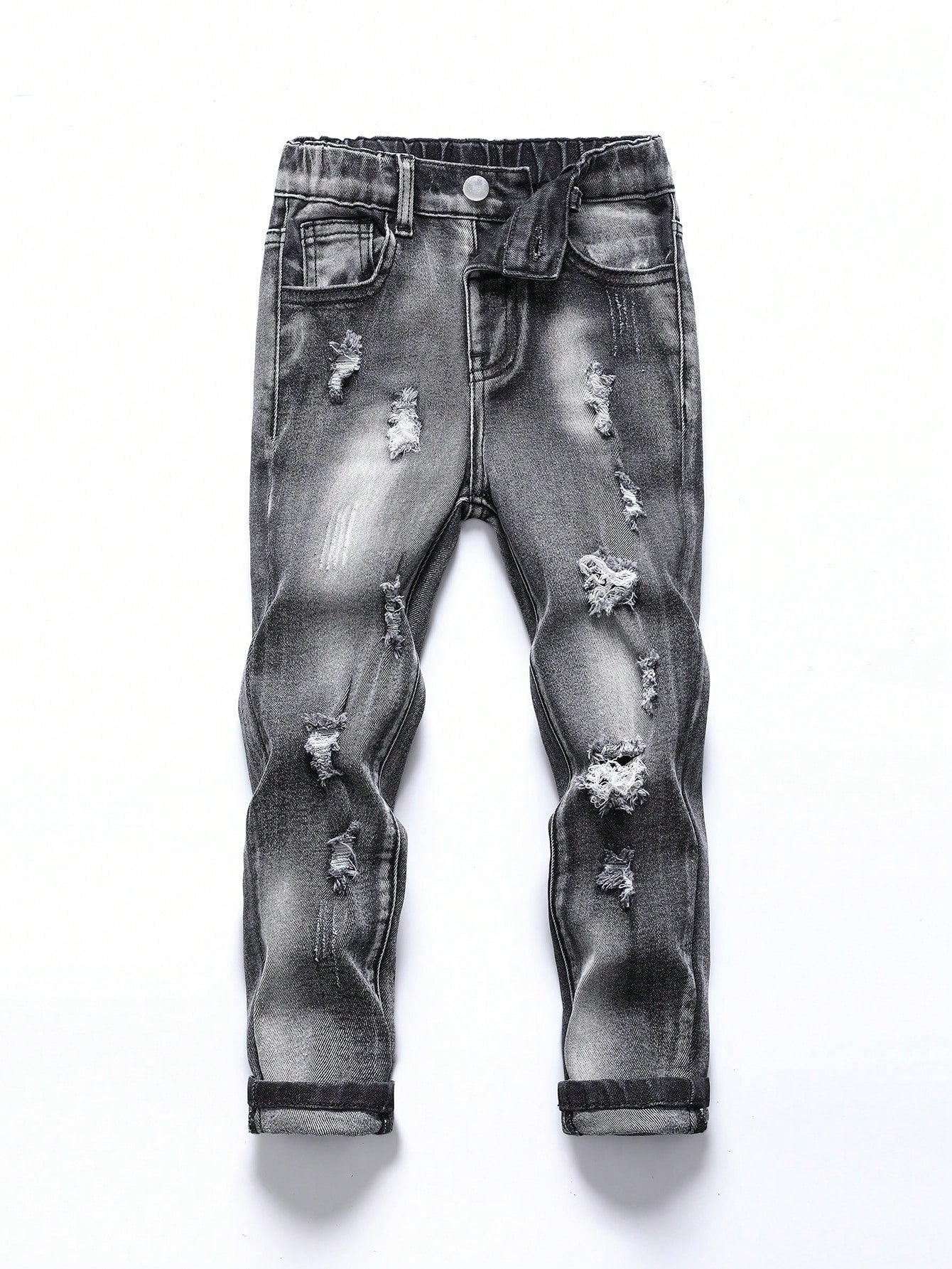 Young Boy Distressed Stretch Denim Jeans