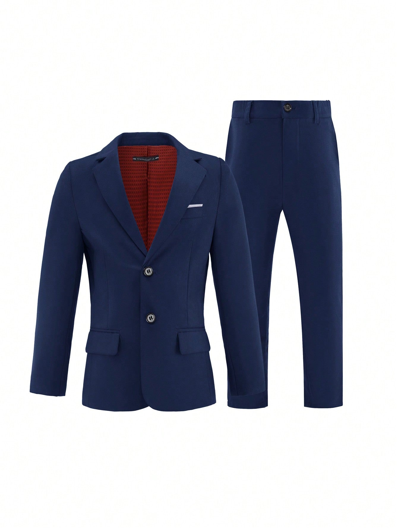 2pcs Back To School Boys' Suit Set Includes Suit Pants & Wine Red Jacket For Wedding & Formal Occasions