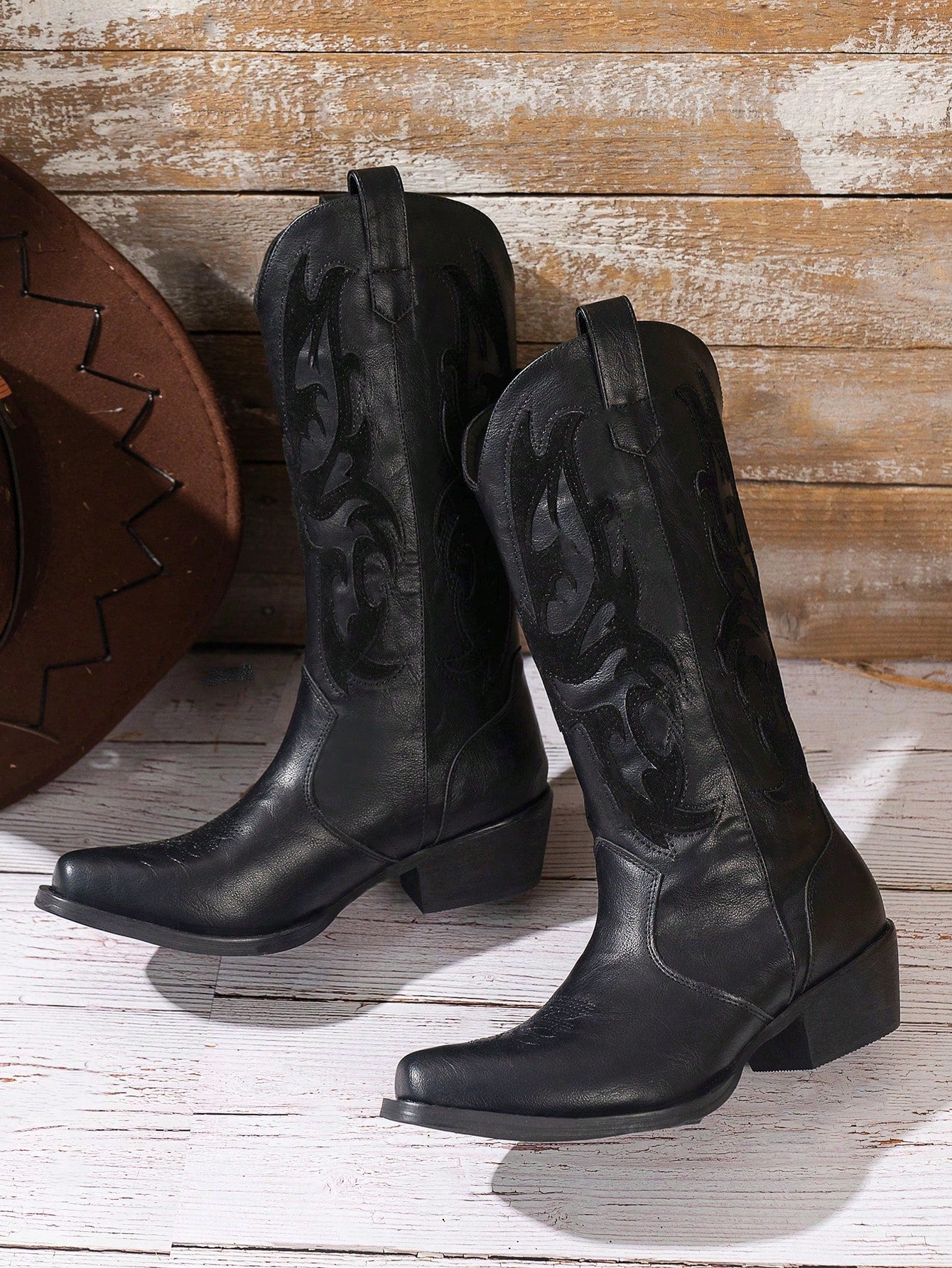 Women's Fashionable Vintage Autumn Western Knight Boots With Embroidery Cowboy Boots