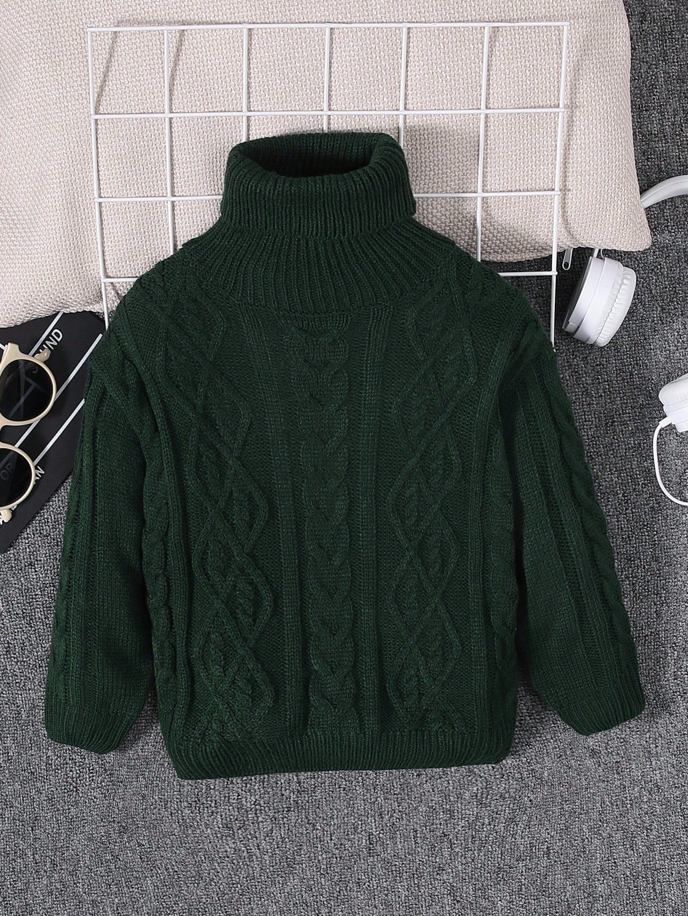 Young Boy Casual Street Style Buttoned Knitted High Neck Pullover Sweater For Autumn And Winter