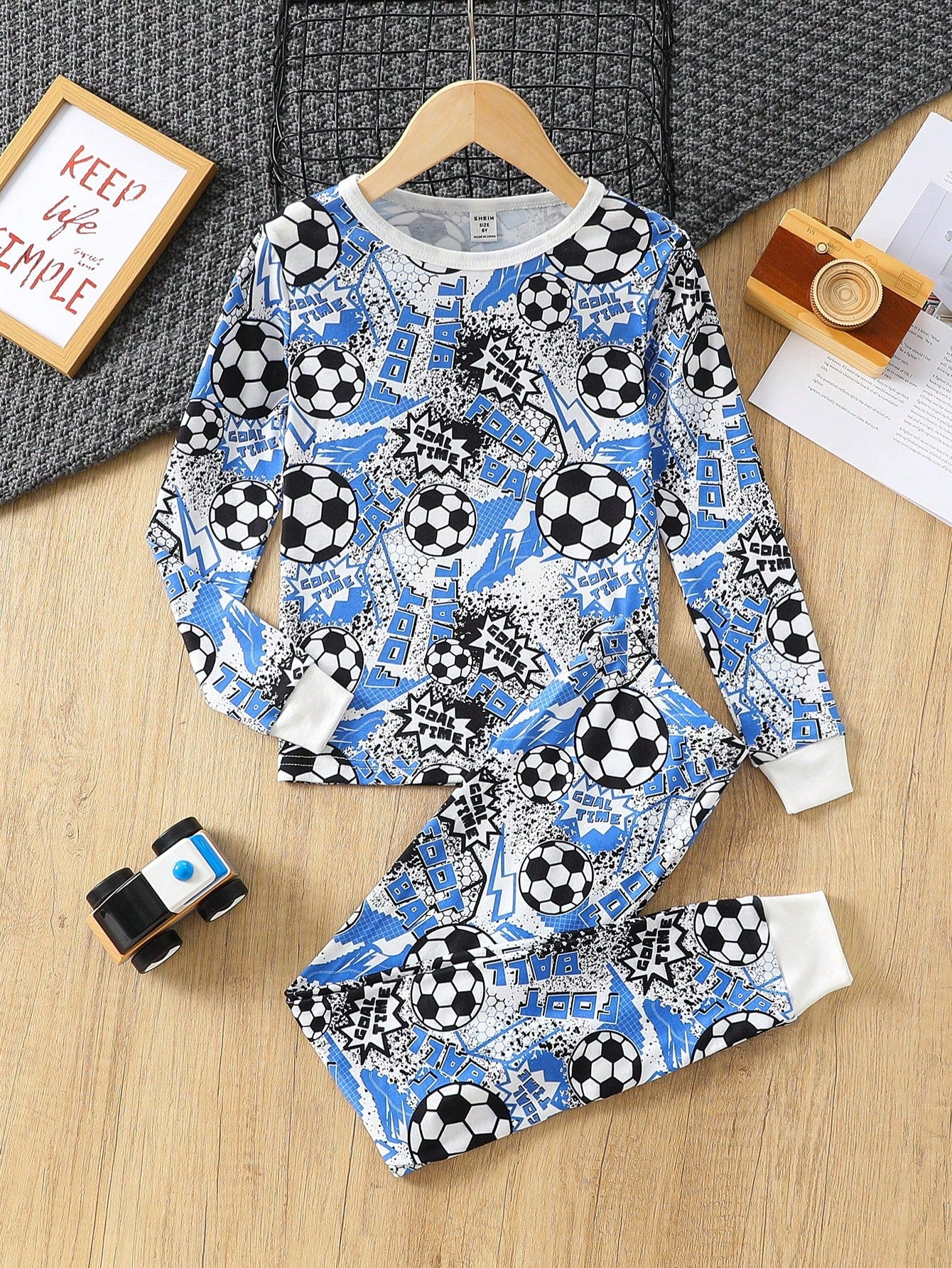 Tween Boy Snug Fit Soccer Print Tee & Pants Pajama Set