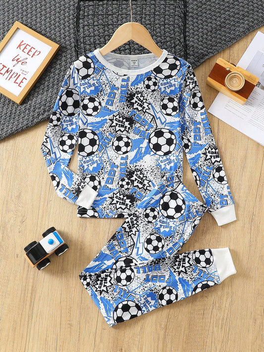 Tween Boy Soccer & Letter Graphic Snug Fit PJ Set