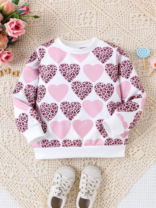 Young Girls Heart Print Sweatshirt