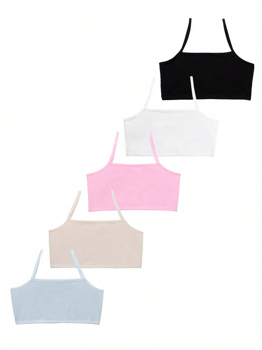 Tween Girl 5pcs Solid Underwear Cami Top