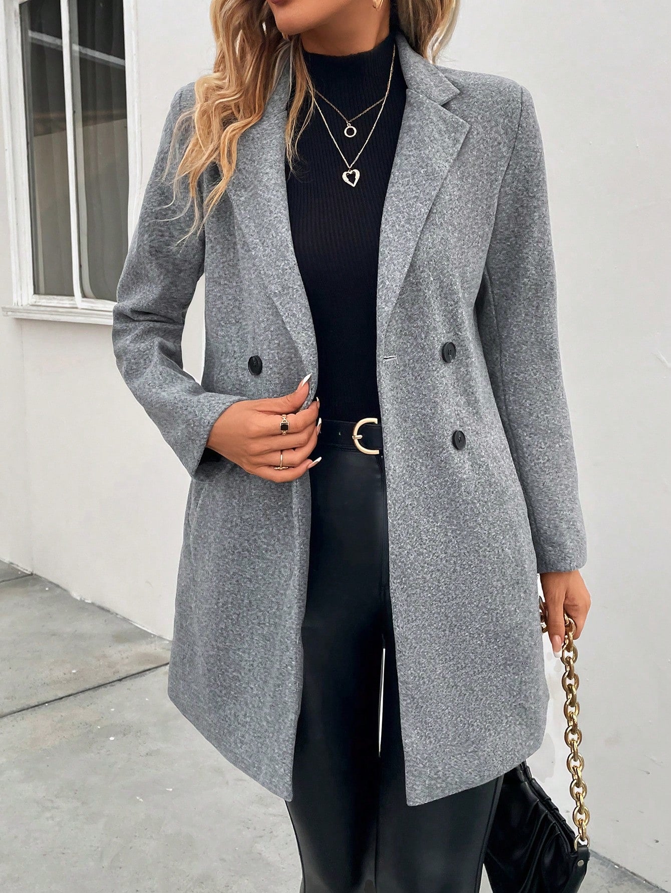 Lapel Neck Double Breasted Overcoat