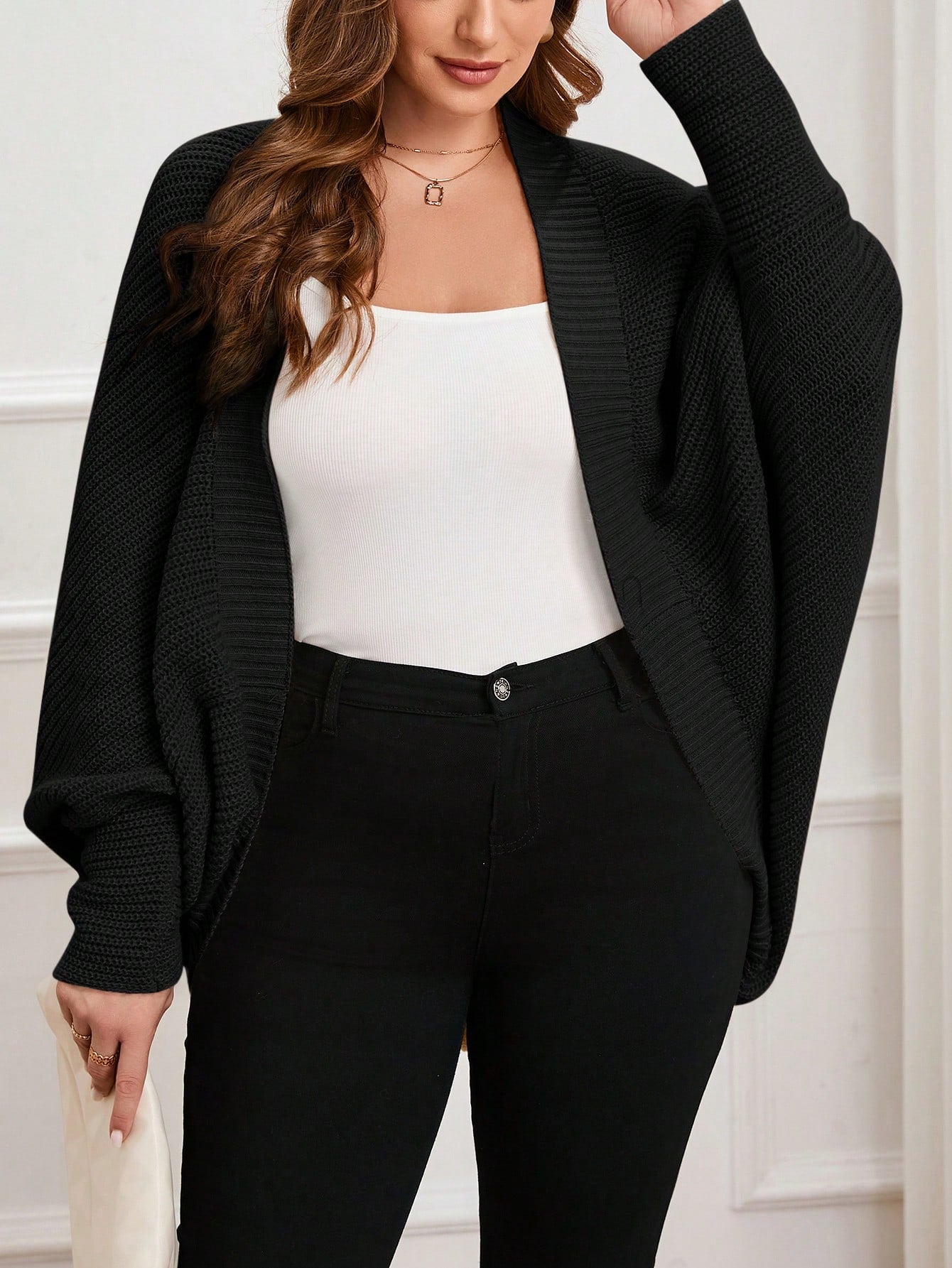 Plus Batwing Sleeve Duster Cardigan