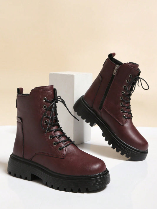 New Arrival Women's Boots, Fashionable And Versatile, Thick-soled, Cross Strap For Increased Elevator Shoes, British Style Mid-calf Boots