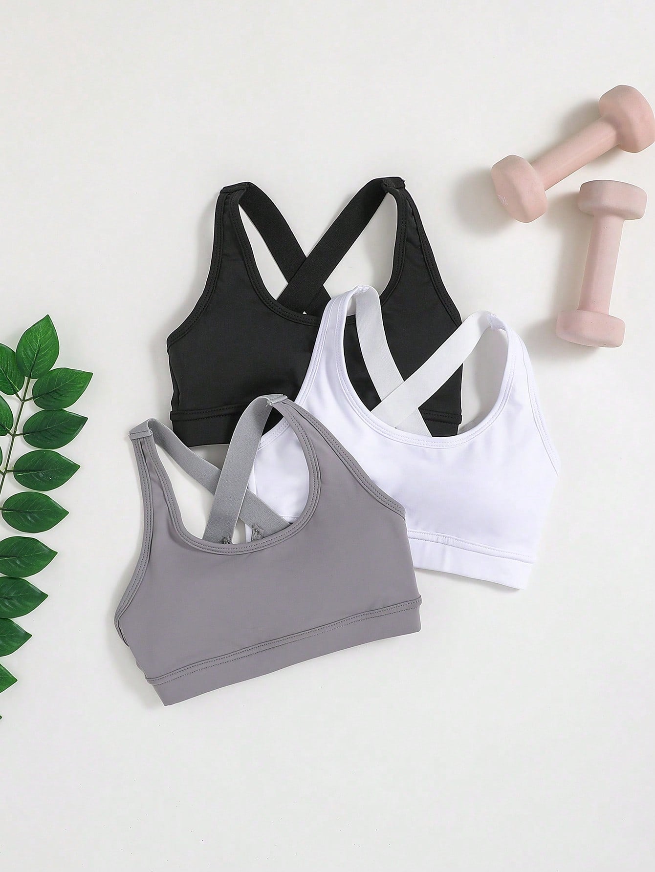 Tween Girl 3pcs Criss Cross Back Sports Bra