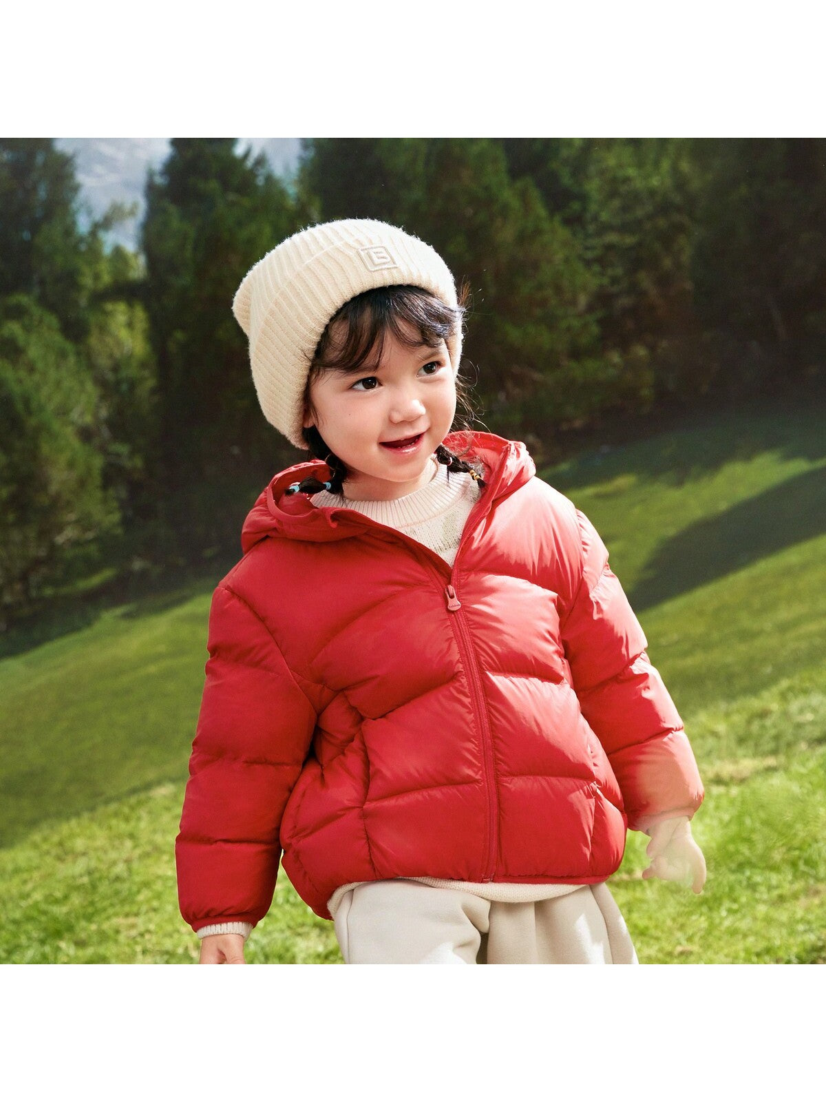 Young Girl Solid Hooded Down Jacket