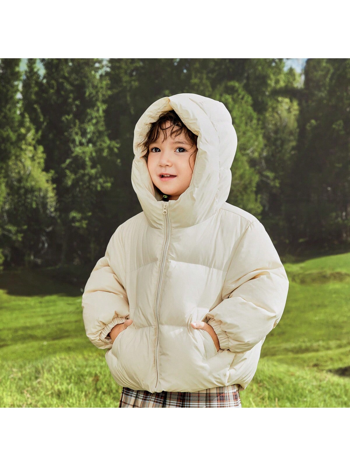 Young Boy Cute Solid Hooded Down Jacket