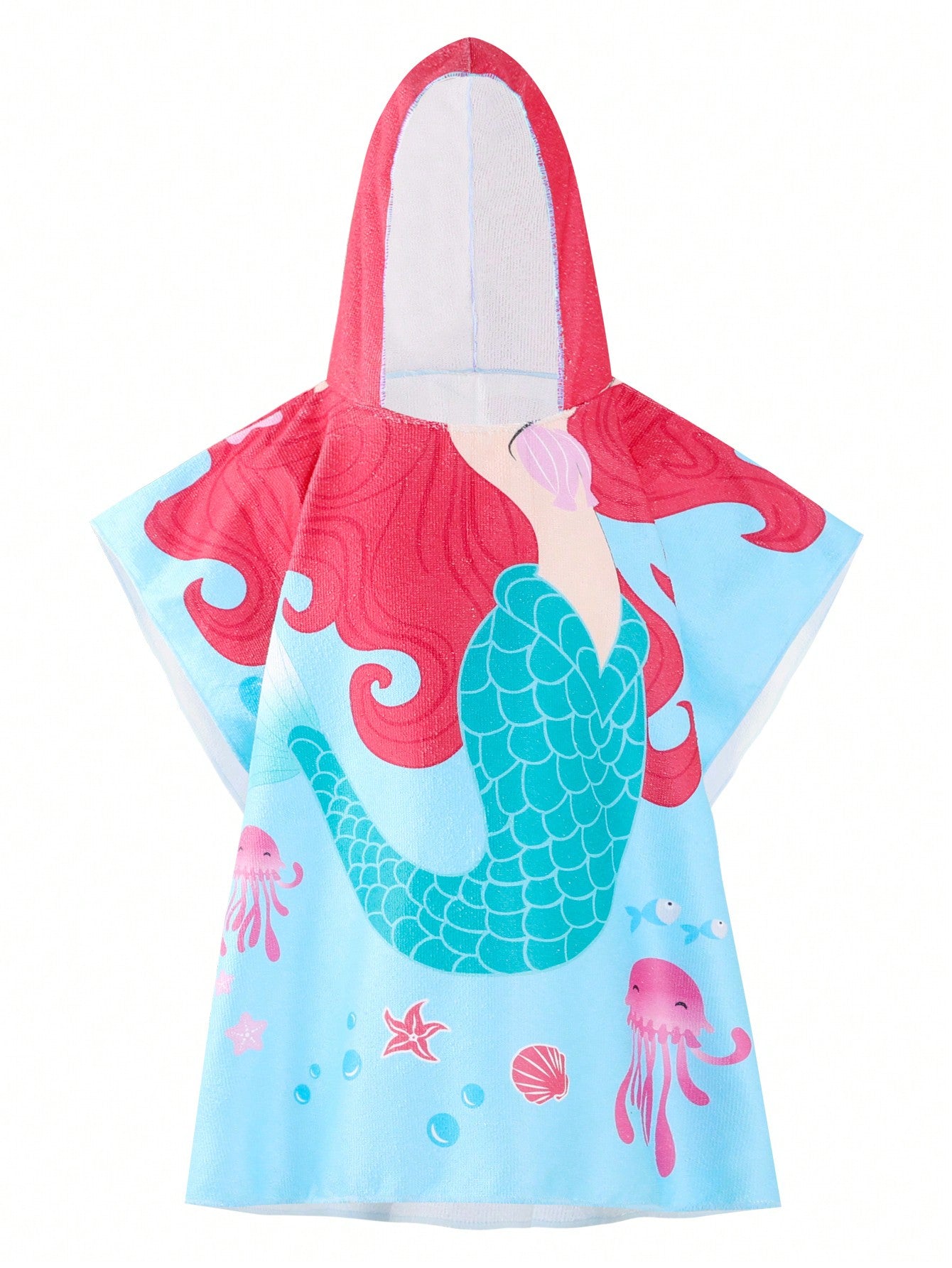 Young Girl Mermaid Print Hooded Cover Up