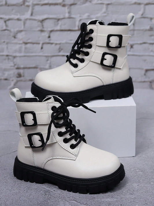 1 Pair Children/Kids White Fashionable Minimalist Boots For Girls