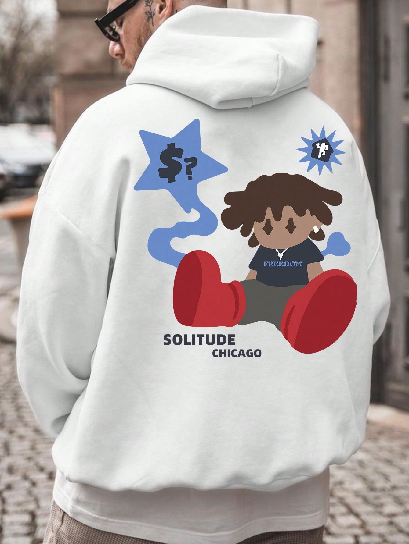 Men Cartoon & Slogan Graphic Hoodie