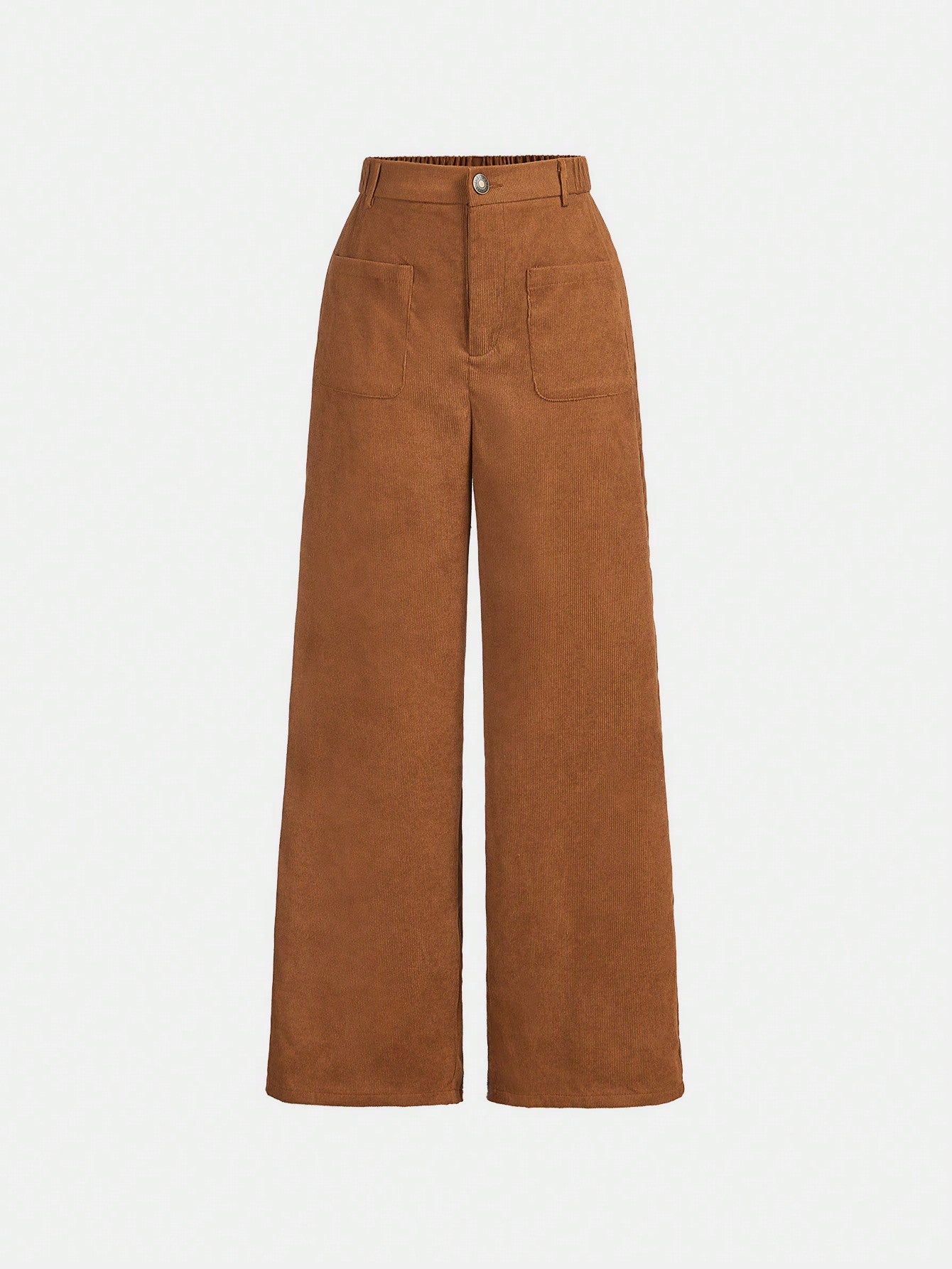 Tween Girl Street Style Woven Solid Color Loose Straight-Leg Pants With Front Slant Pockets