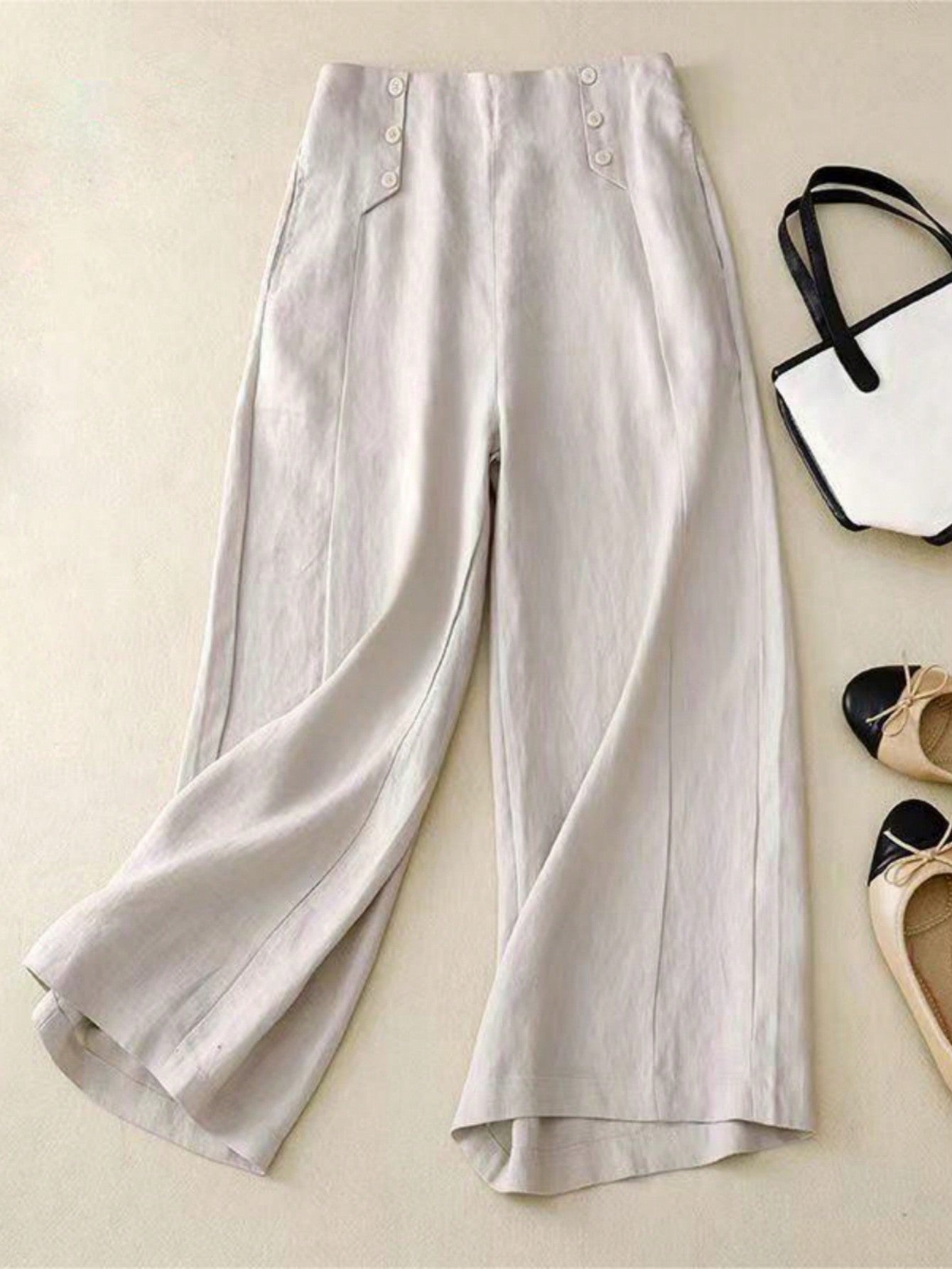 Women Casual Solid Color Wide Leg Pants