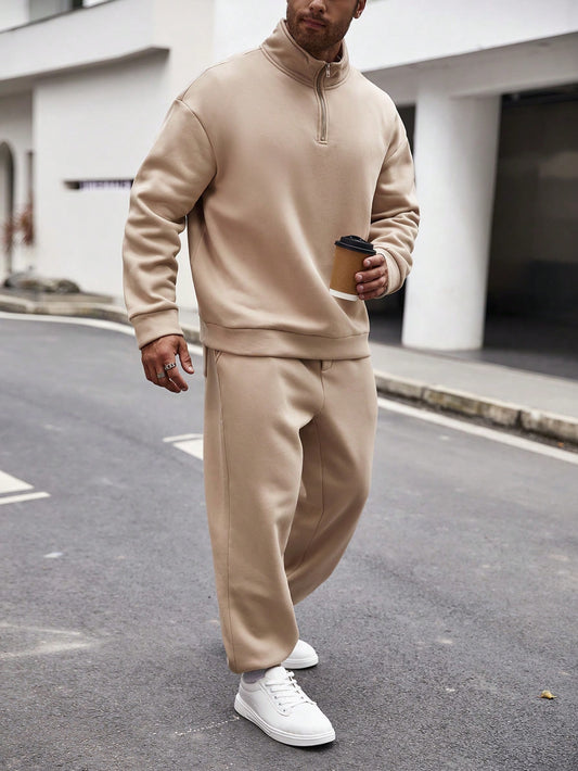 Men Plus Half Zip Sweatshirt & Sweatpants