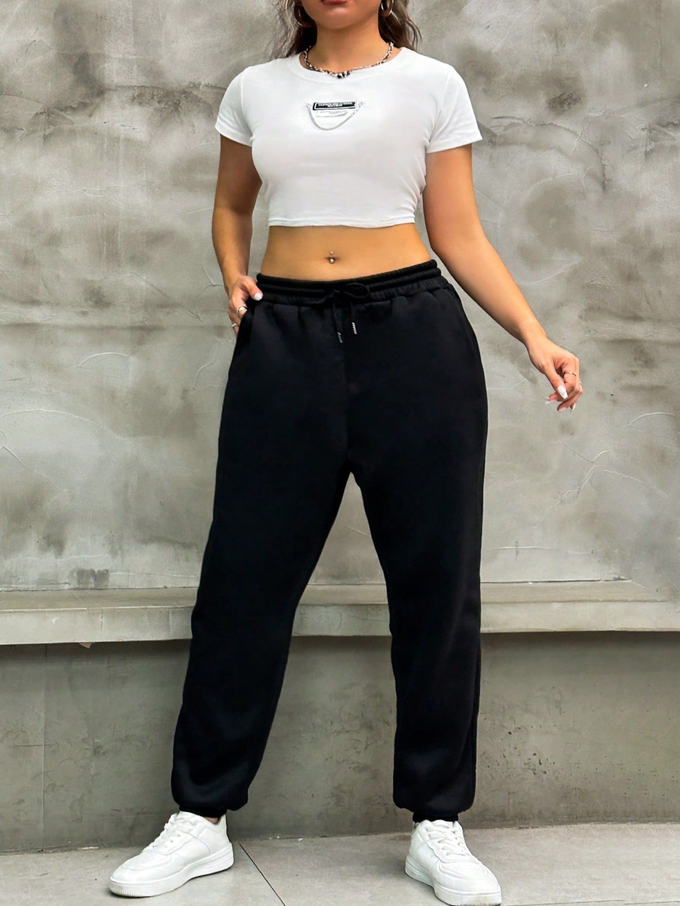 Plus Drawstring Waist Sweatpants