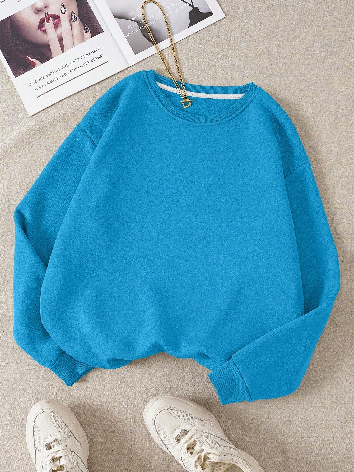 Solid Thermal Lined Sweatshirt