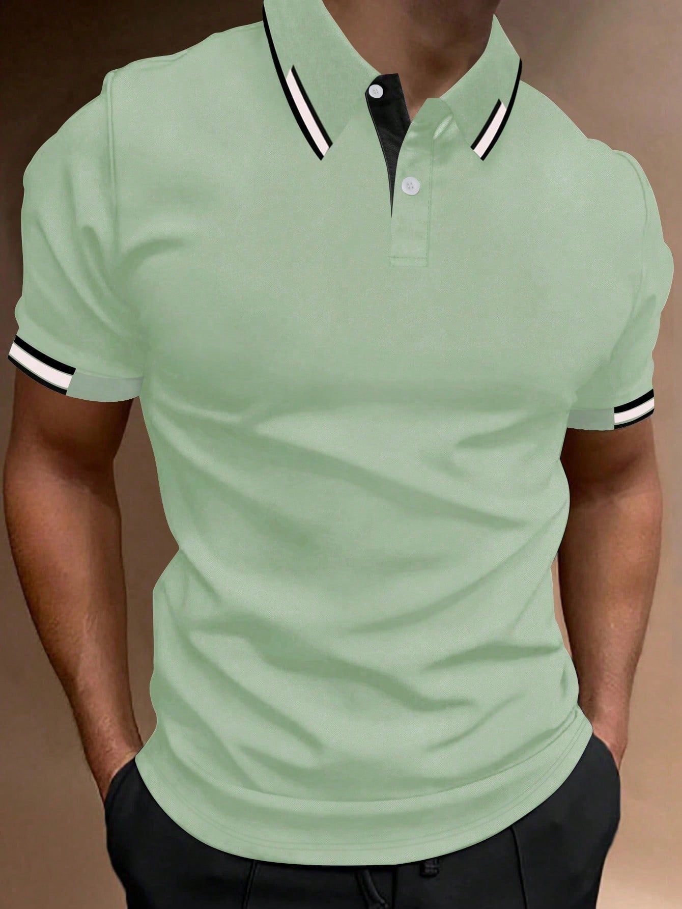 Men Striped Trim Polo Shirt