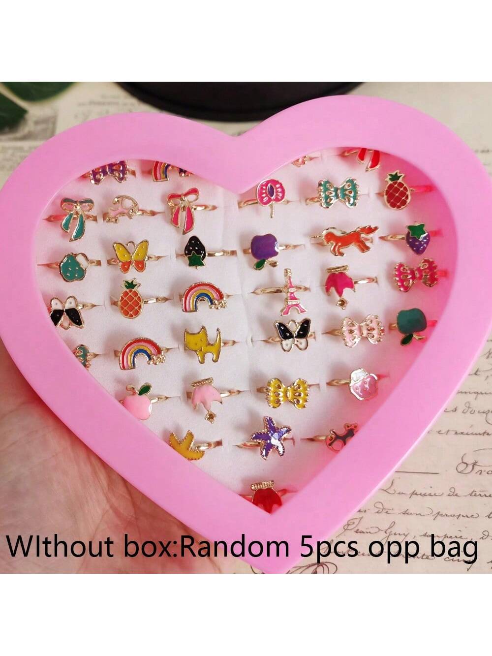 5pcs/pack New Arrival Kids' Fashionable Cute Adjustable Alloy Rings