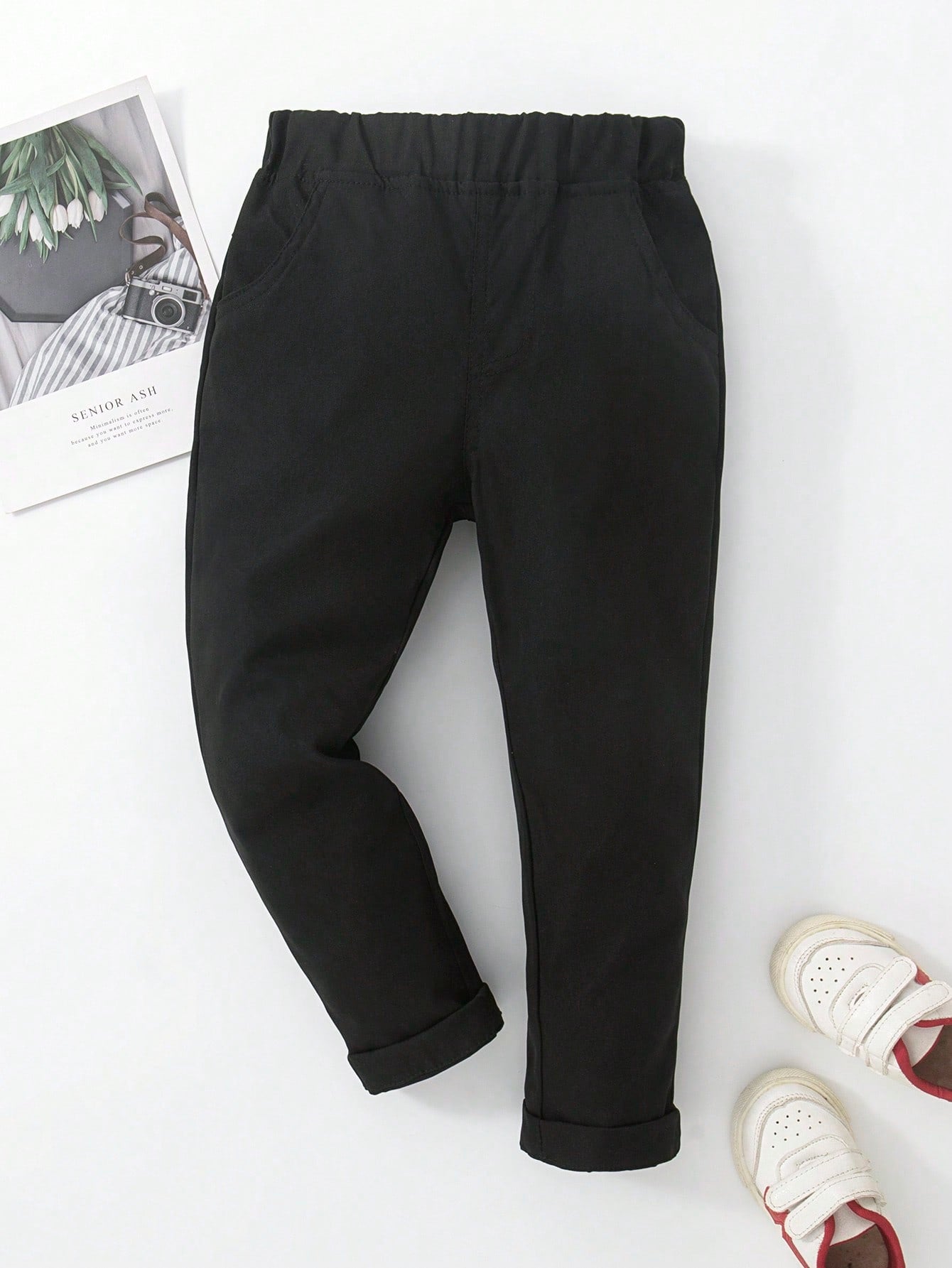 Young Boy Grey Elastic Waist Long Pants, Comfortable Casual Spring And Autumn Trousers For Daily Wear, Beach Vacation Or Summer Parties