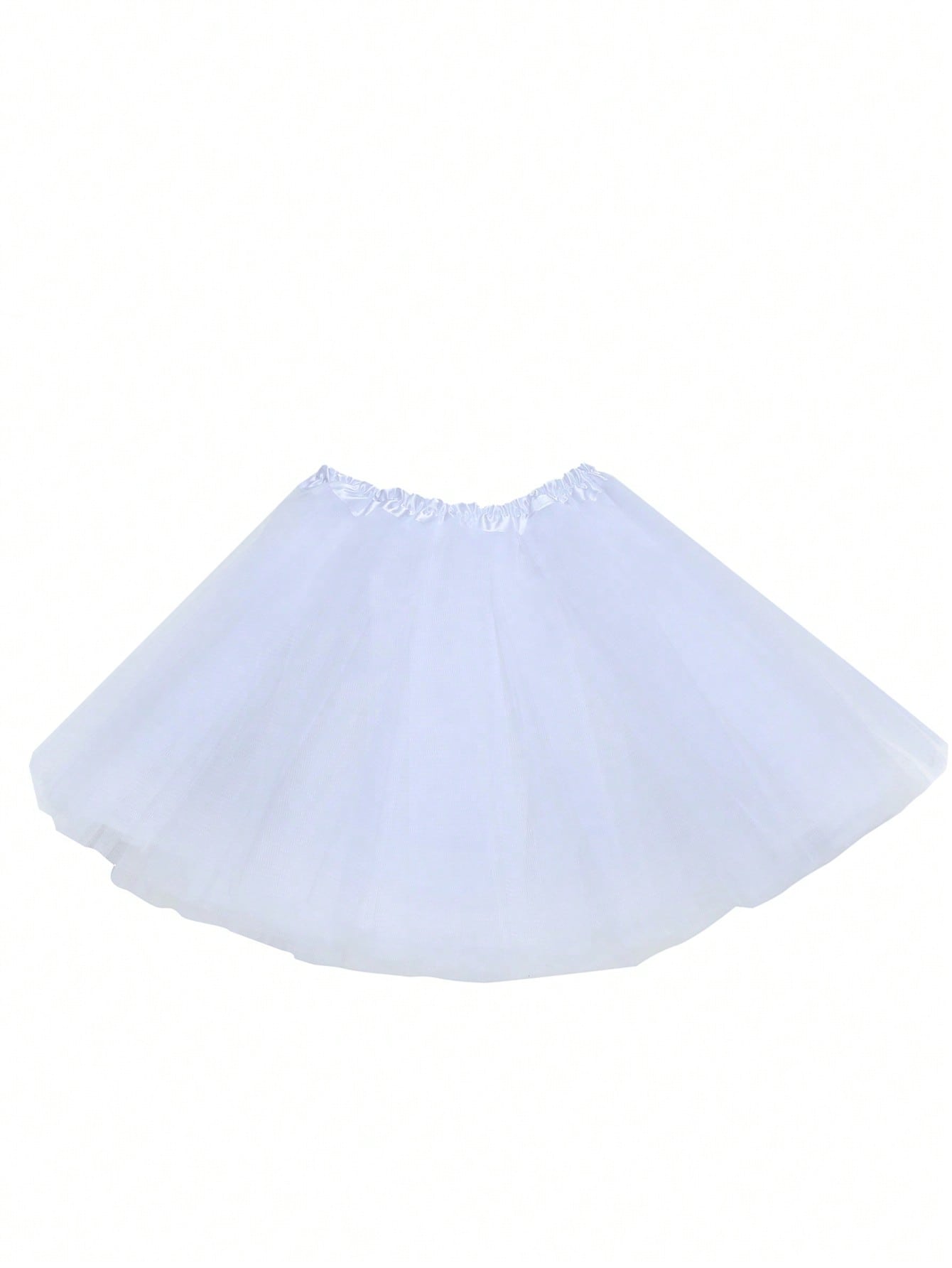 Young Girl Solid Color Tutu Skirt With Mesh Fabric, Suitable For Casual And Stage Performance