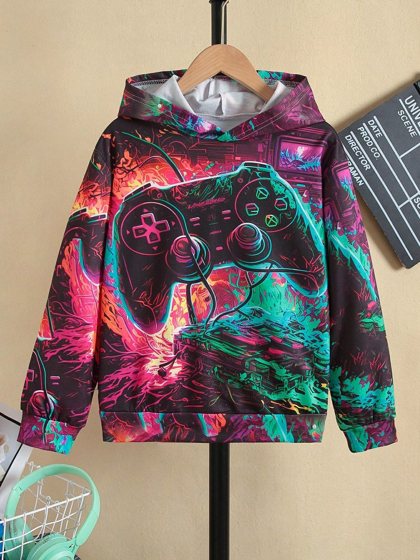 Tween Boy Gamepad Print Hoodie