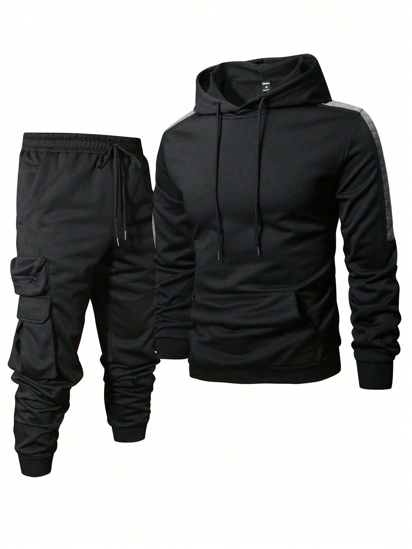 Men's Drawstring Hoodie And Cargo Pocket Pants Two Piece Set