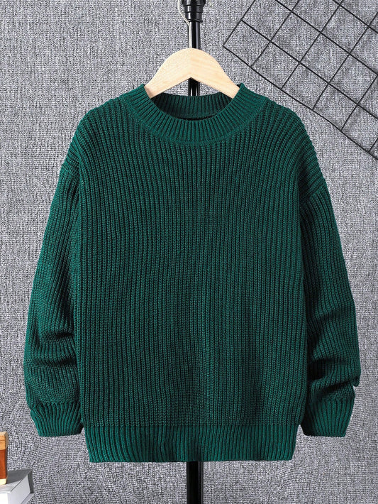 Tween Boy Solid Ribbed Knit Sweater