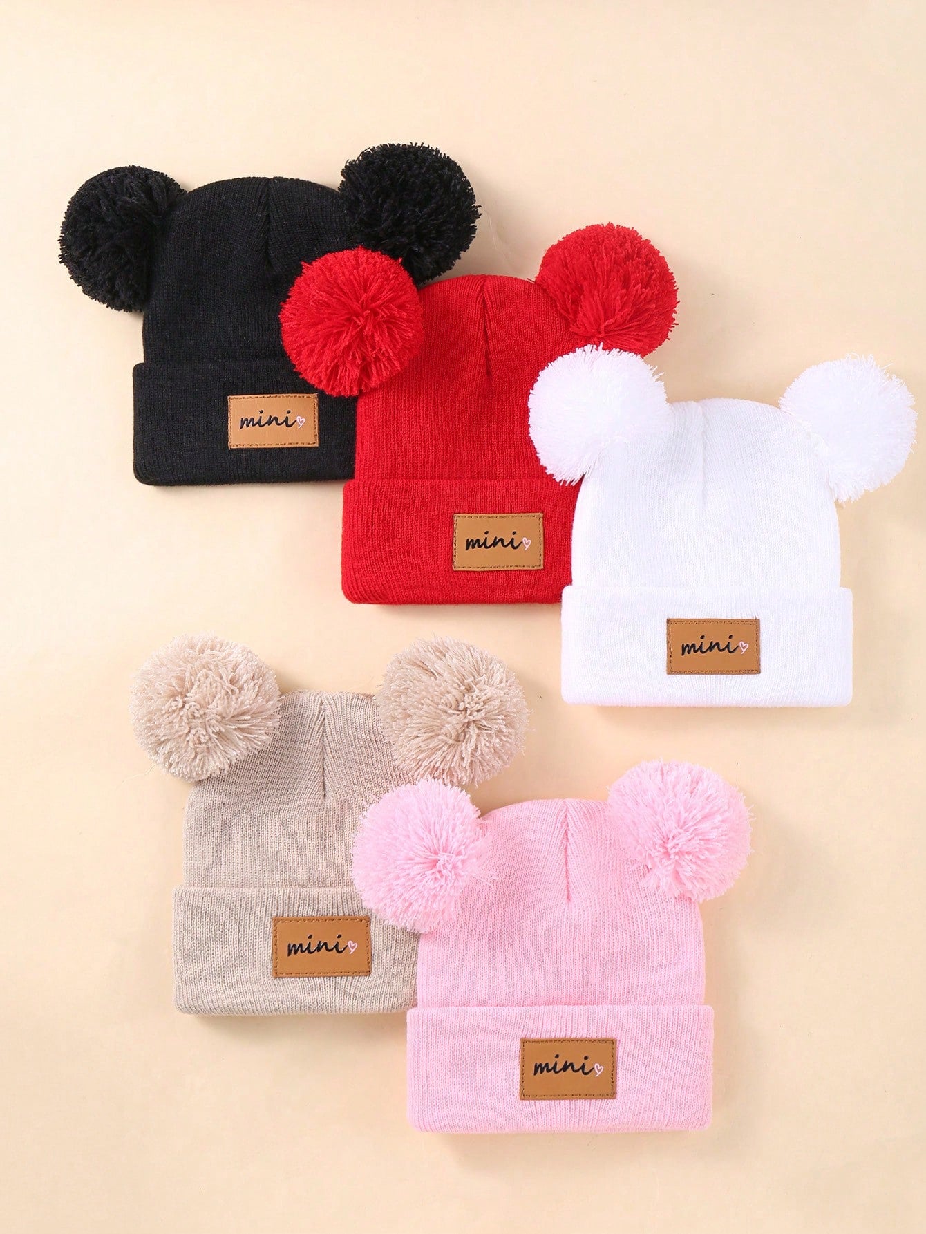 5pieces Baby Winter Hat Warm Toddler  Beanies Cute Pompom Hats Knit Infant Beanie Baby Snow Hats for Baby Boy