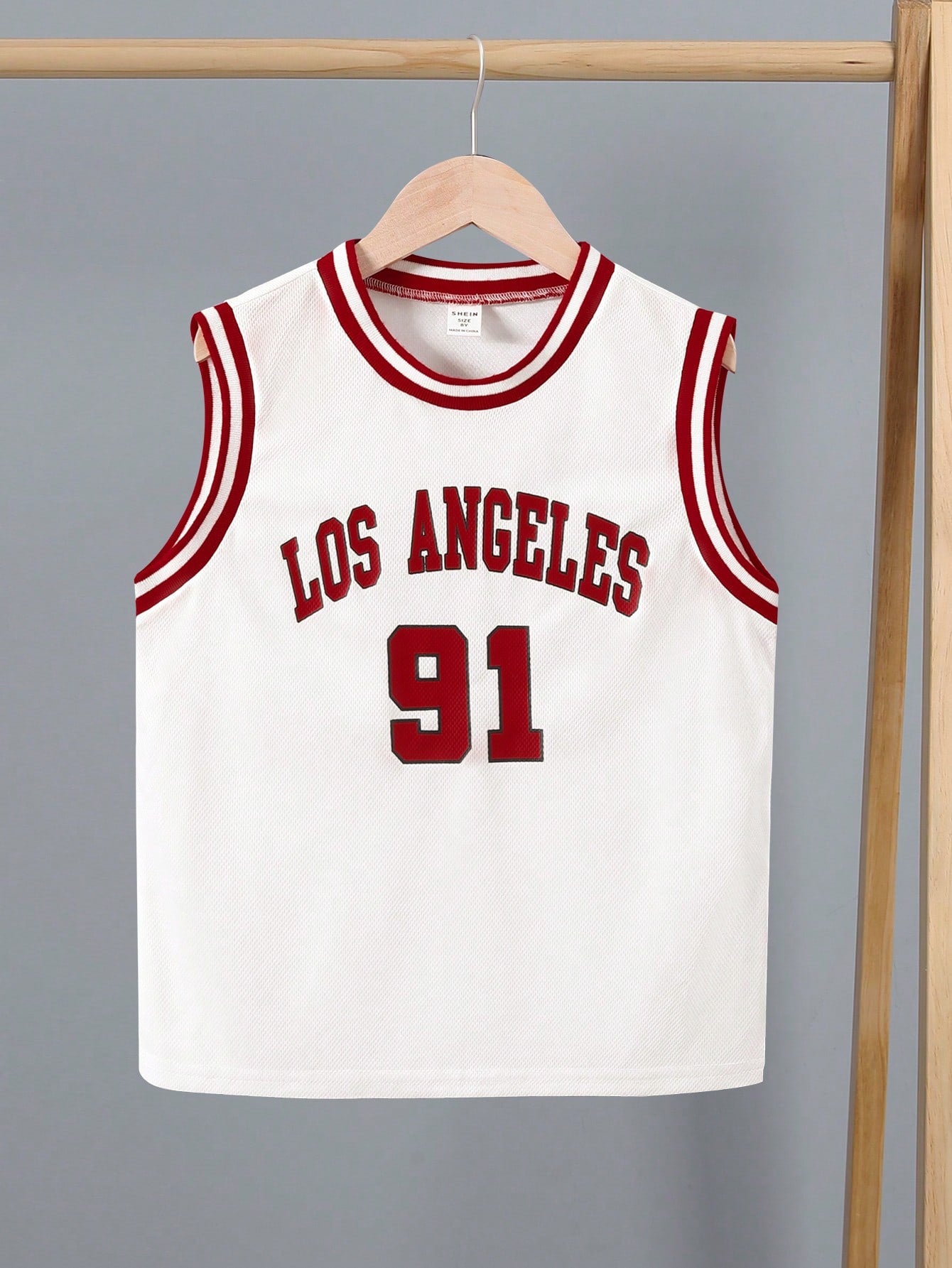 Tween Boy Letter Graphic Striped Trim Basketball Jersey