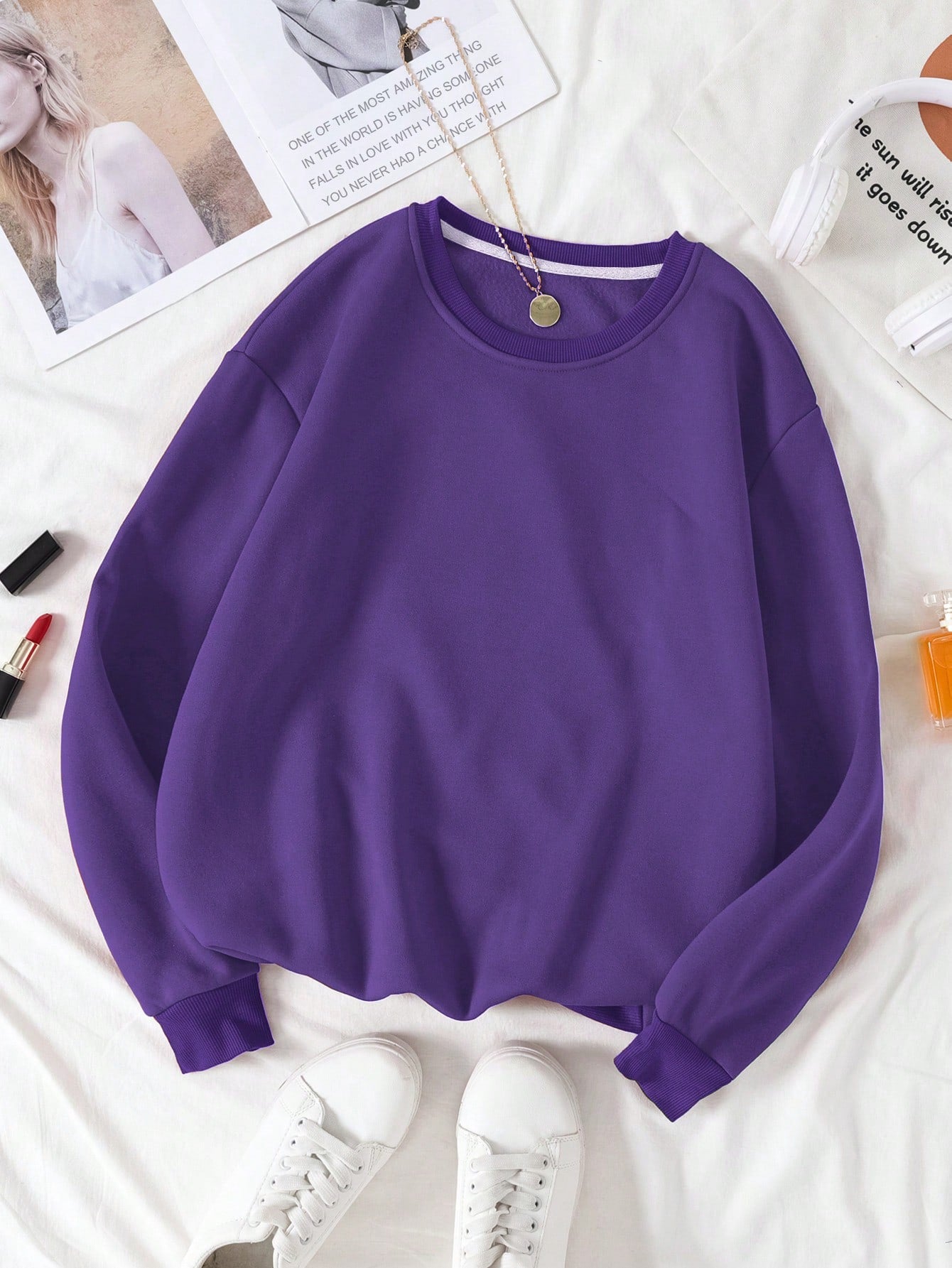 Solid Thermal Lined Sweatshirt