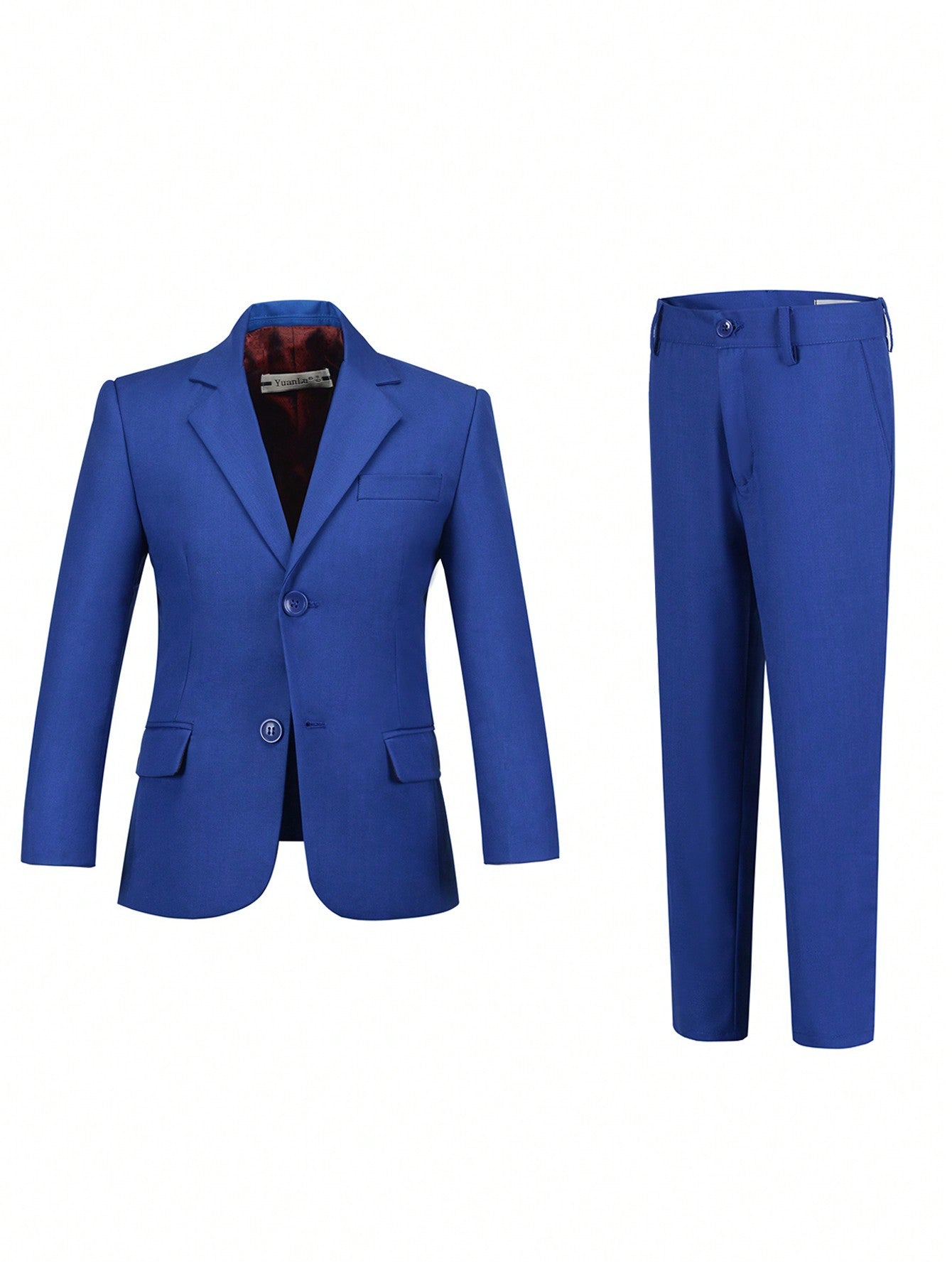 2pcs Tween Boy Back-To-School Suit Set, Dark Blue Suit Pants And Blazer, For Weddings And Other Formal Occasions