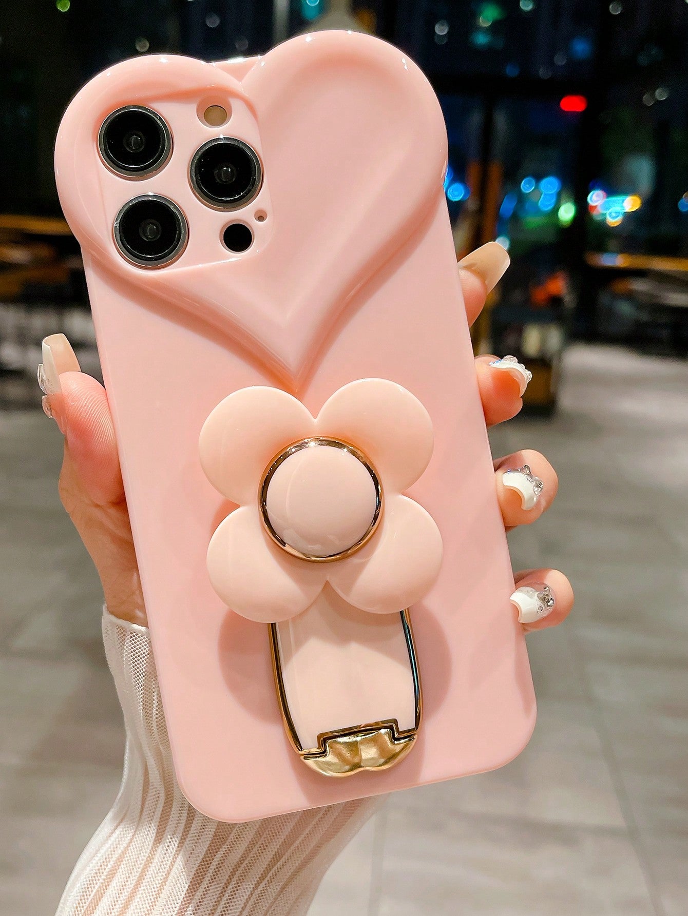 Plain Phone Case With Flower Design Phone Holder Compatible With iPhone 15/15Pro/15Plus/15Promax