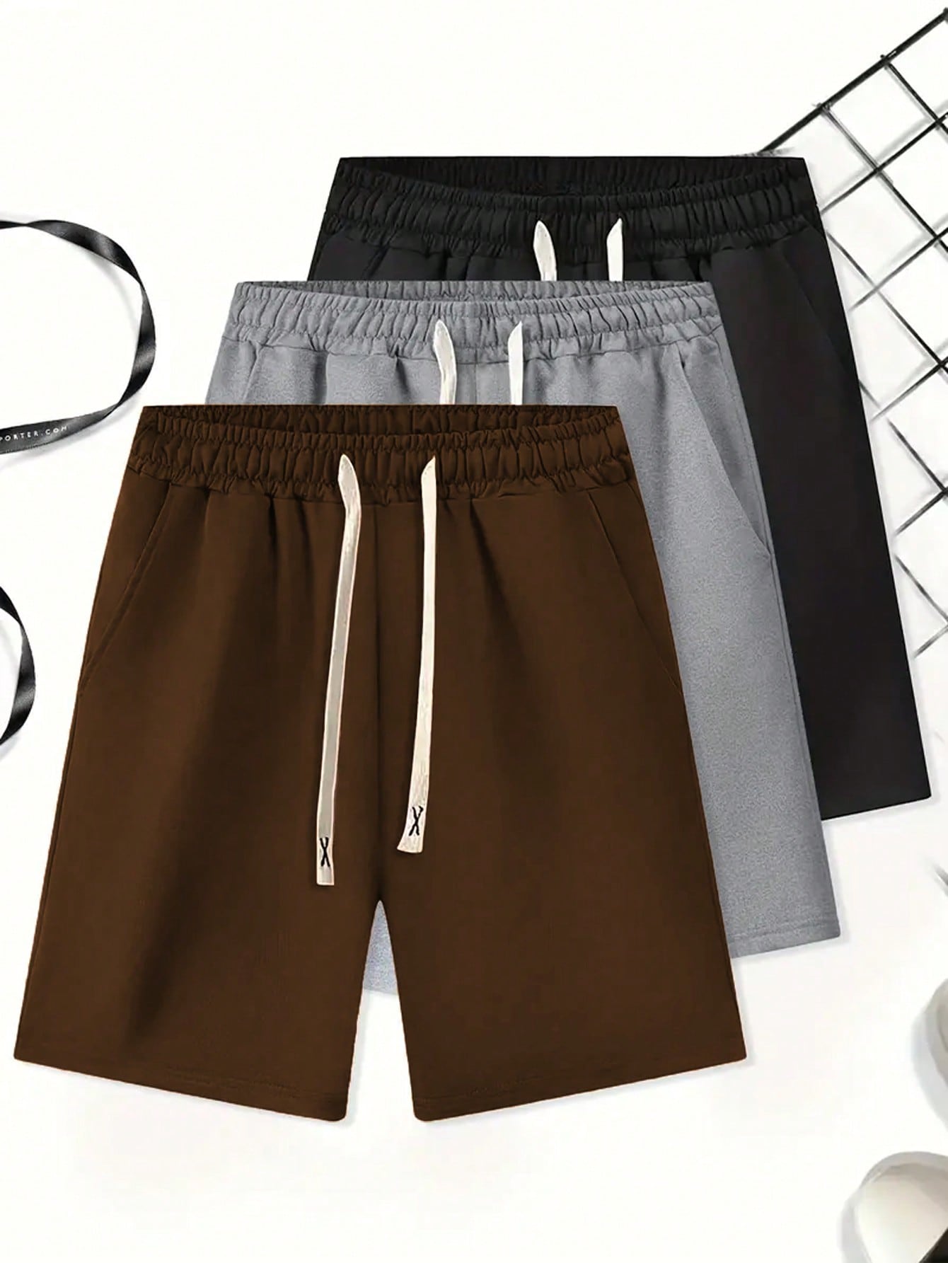 Men's Plus Size Solid Color Drawstring Waist Shorts