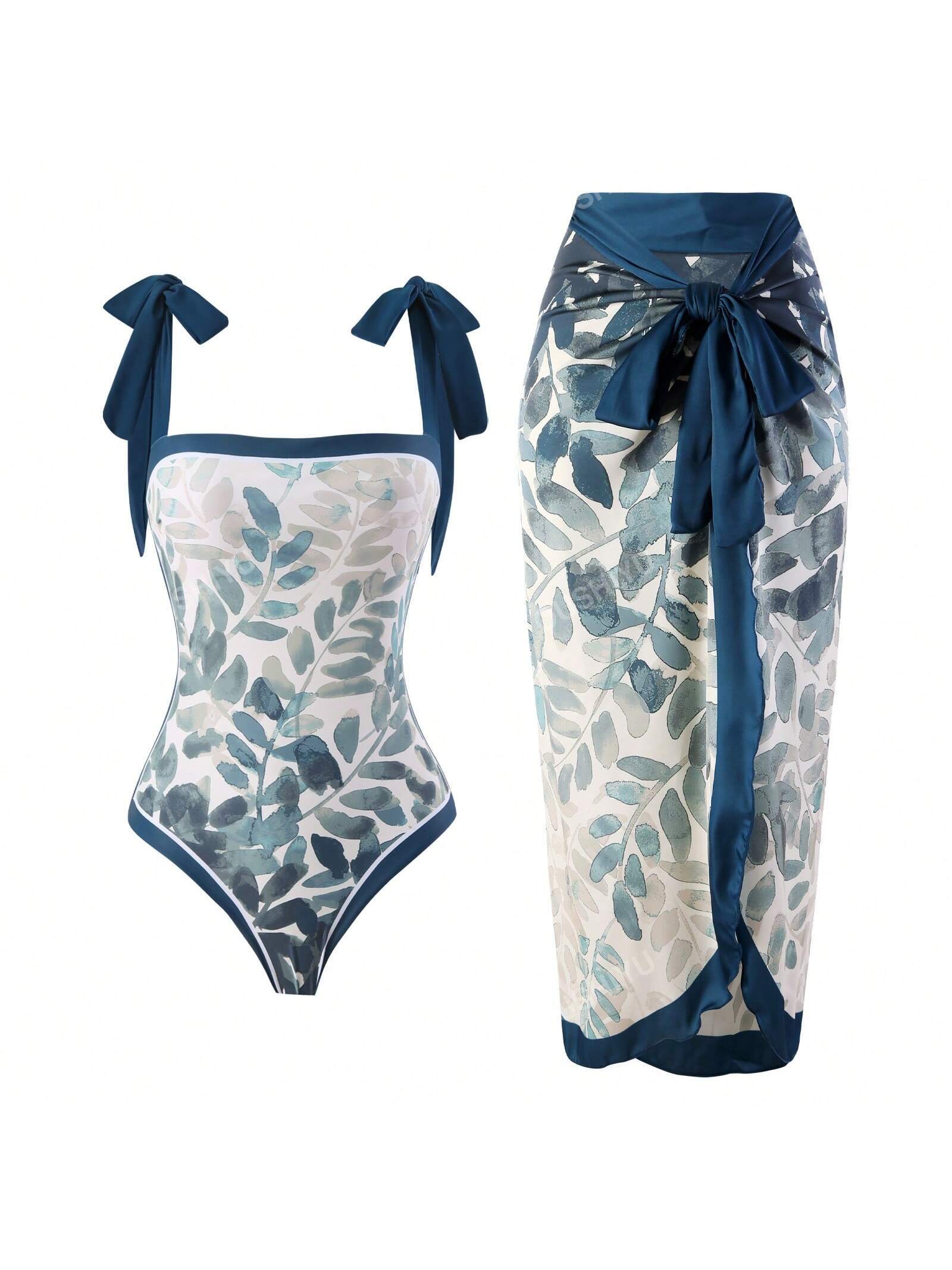 Vintage-Inspired Conservative One-Piece Swimwear For Beach, Spa & Resort With Tummy Control - European & American Style, Skirted Bottom (One Size Fits Most)