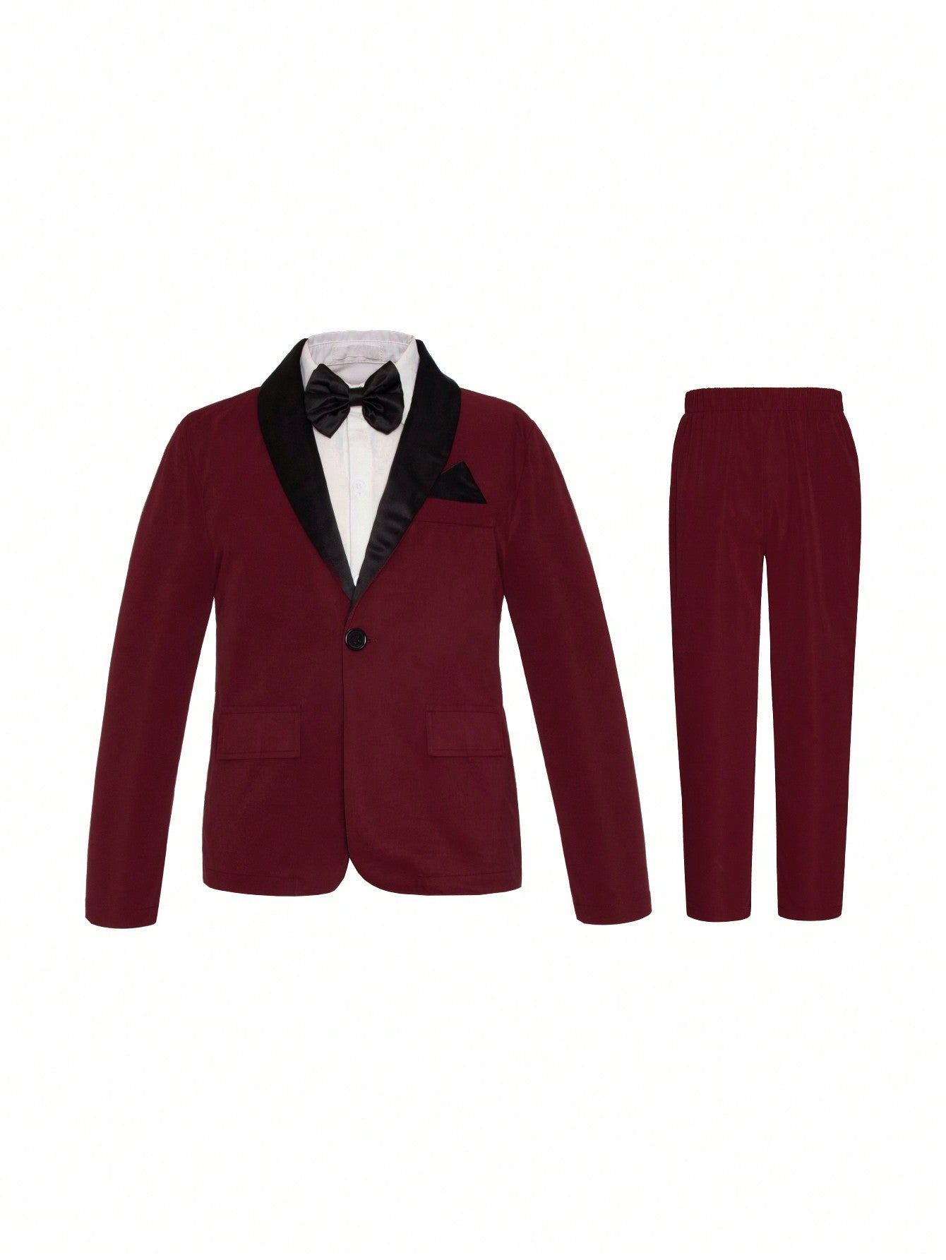 Tween Boy Color Block Shawl Collar Gentleman Suit