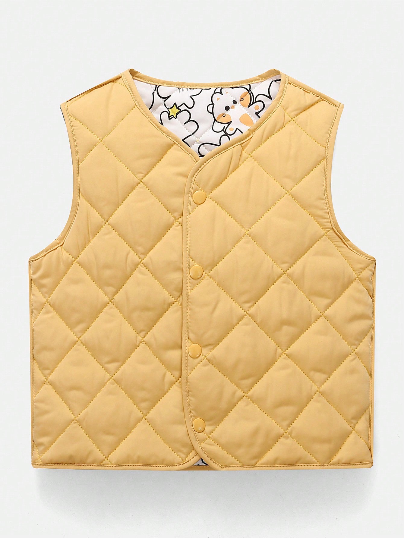 Young Boy Snap Button Front Quilted Vest Coat