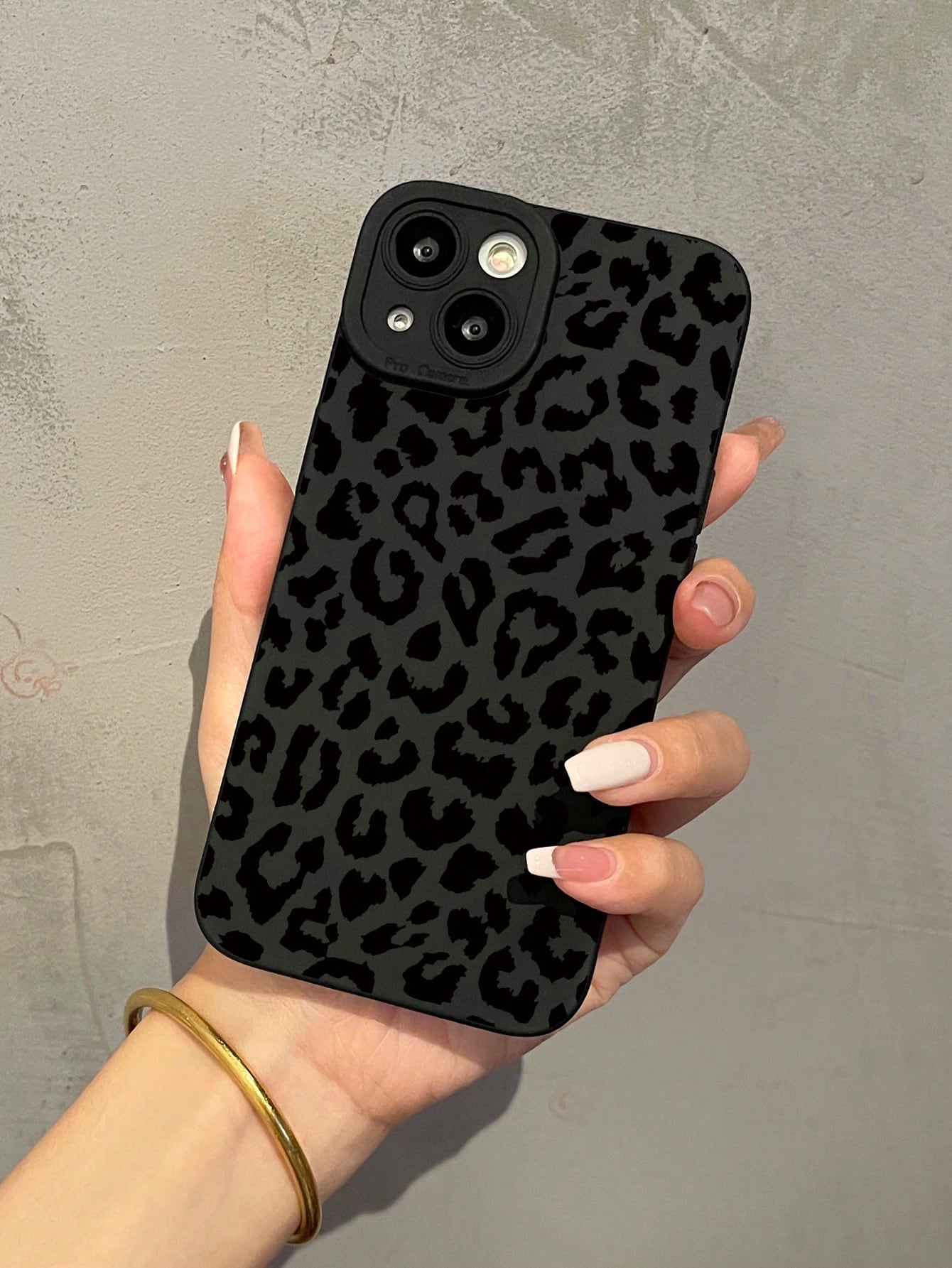 1pc Black Leopard Pattern Printed Silicone Phone Case, Shockproof, Compatible With IPhone 15 14 13 12 11 Pro Max