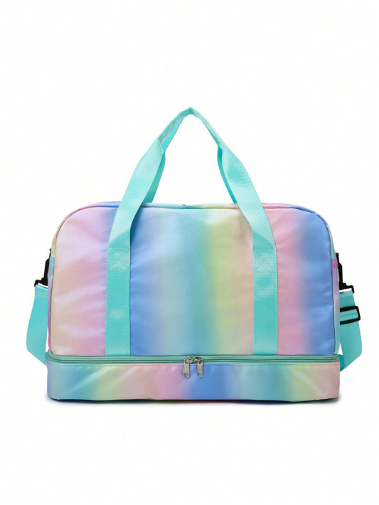 Pearl Luster Large Capacity Sports Gym Bag, Rainbow Travel Bag, Stylish Luggage For Short Trips