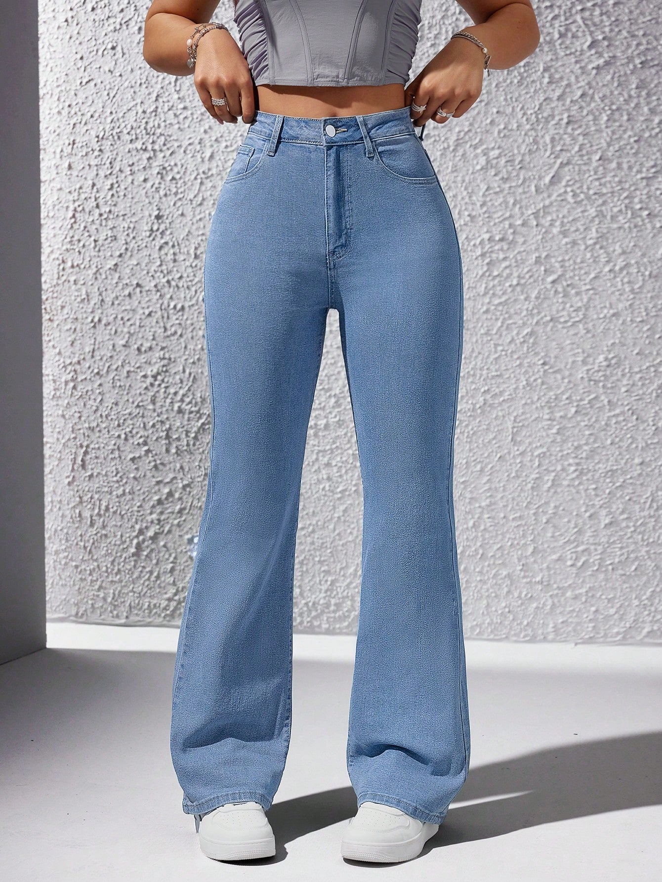 Women Plain Straight Leg Casual Pants